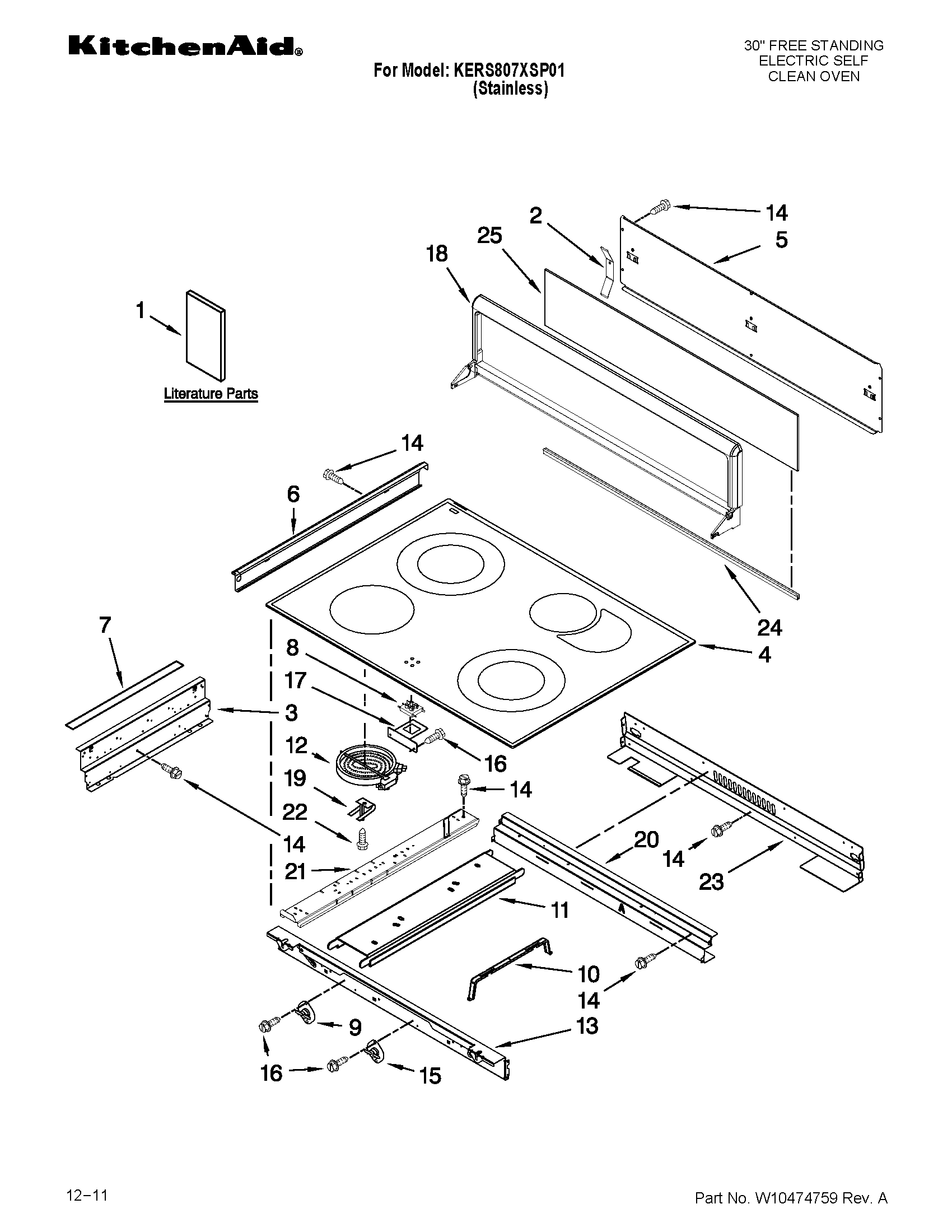 KitchenAid KERS807XSP01 cooktop parts diagram