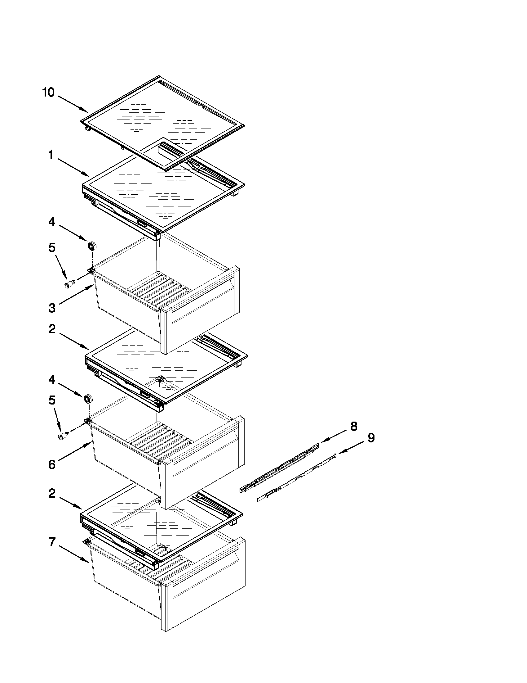 Whirlpool BRS80ARANA01 refrigerator shelf parts diagram