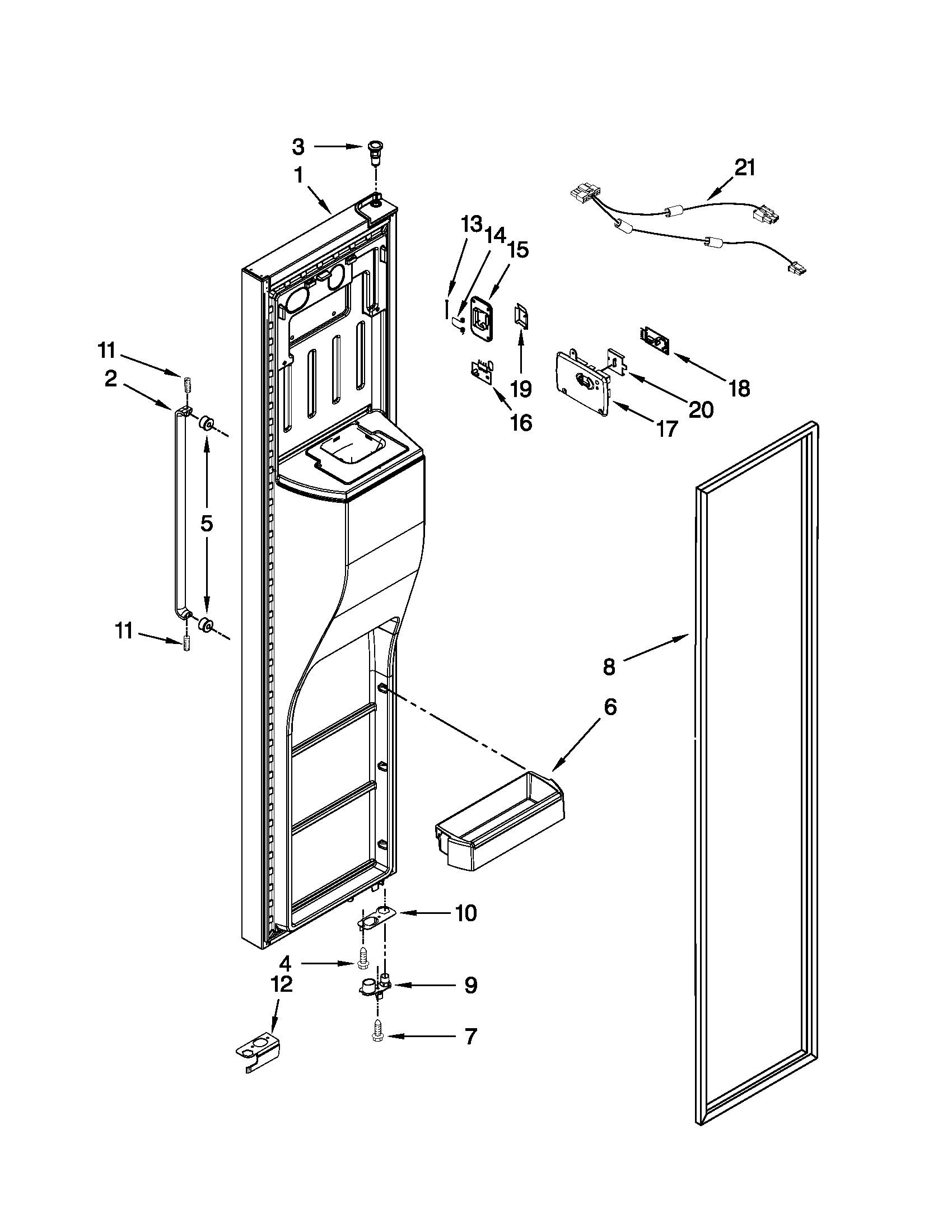 Whirlpool BRS80ARANA01 freezer door parts diagram