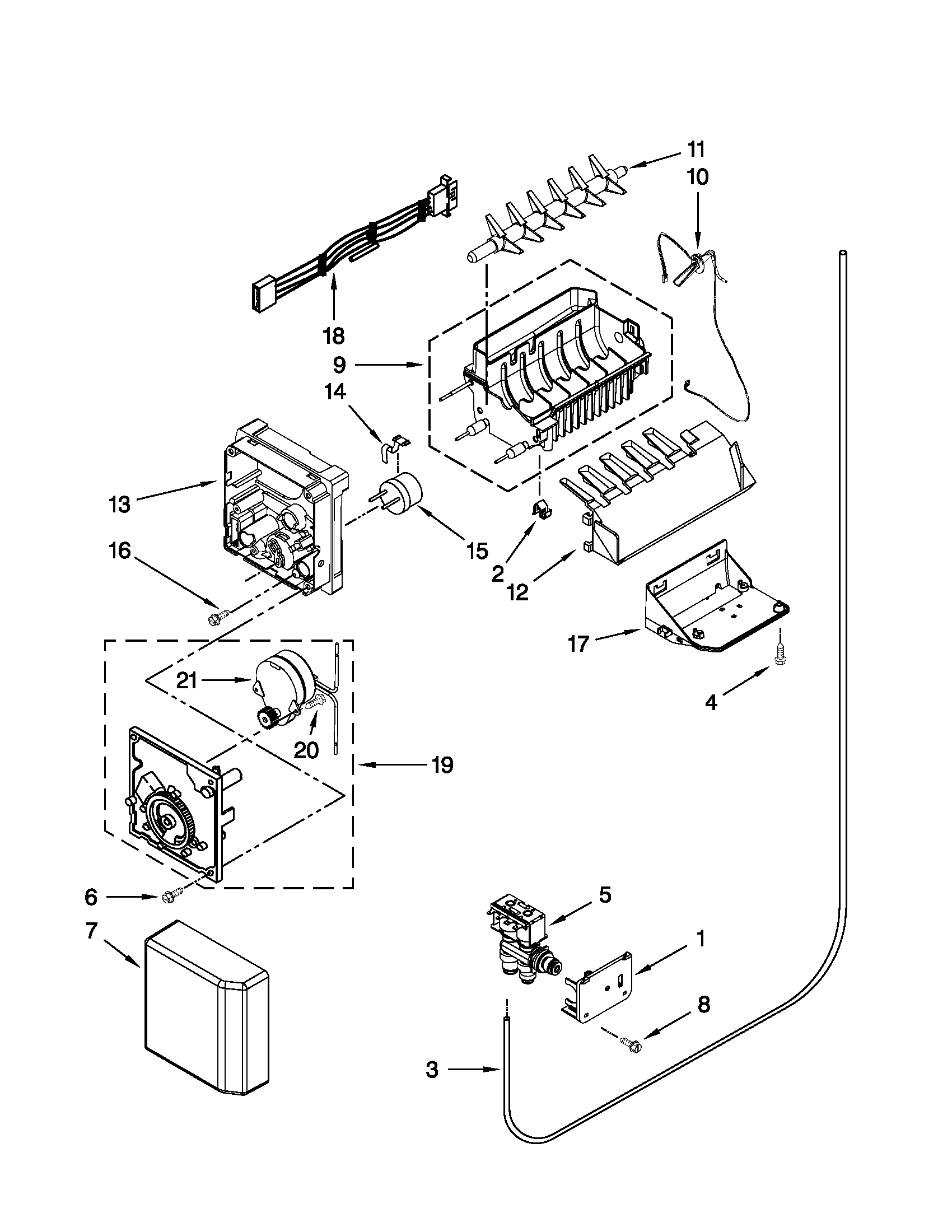 Whirlpool BRS80ARANA01 icemaker parts diagram