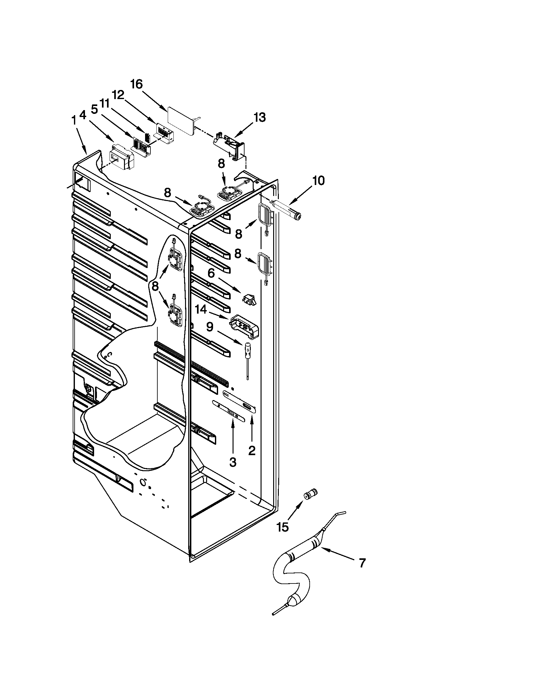 Whirlpool GSC25C4EYY03 refrigerator liner parts diagram