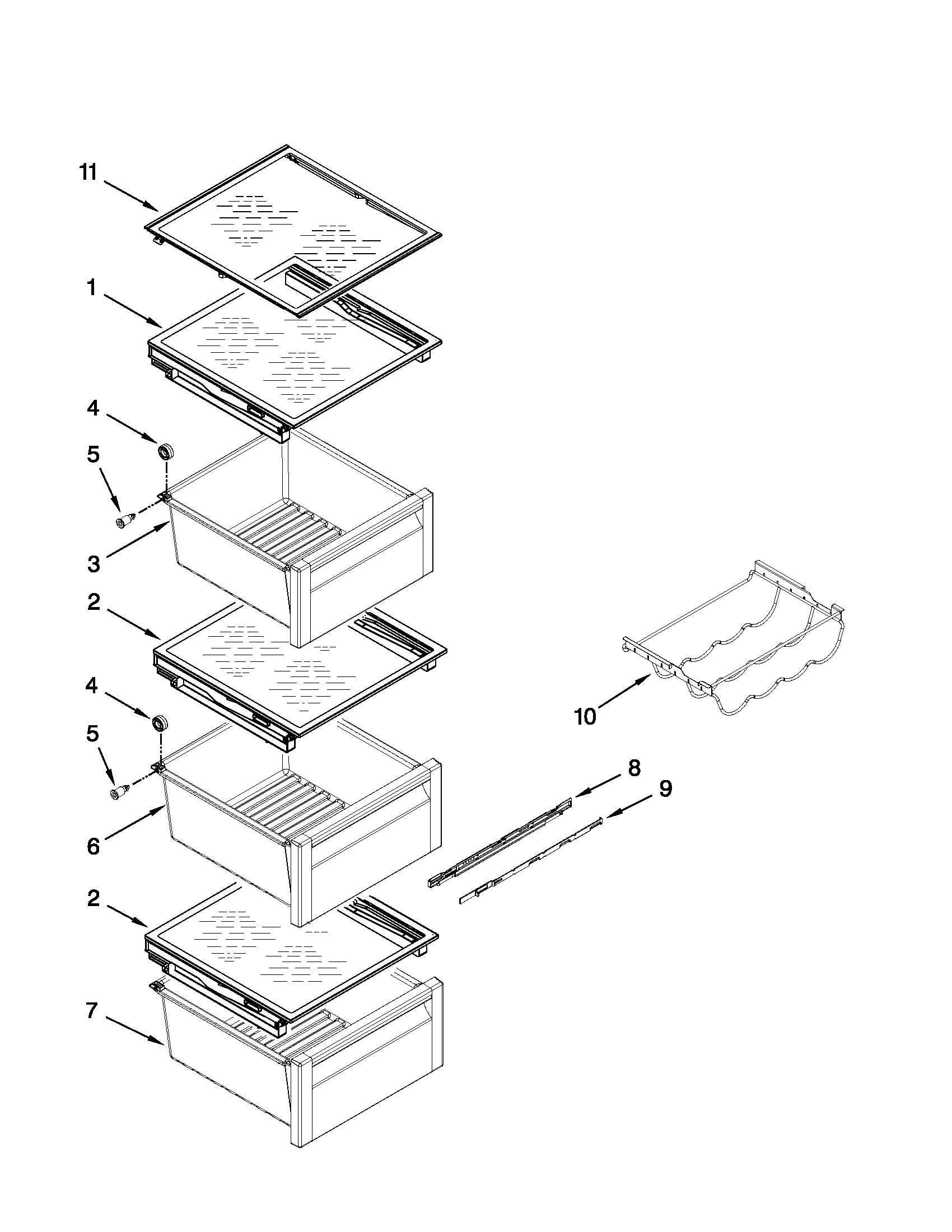 Whirlpool GSC25C4EYY03 refrigerator shelf parts diagram