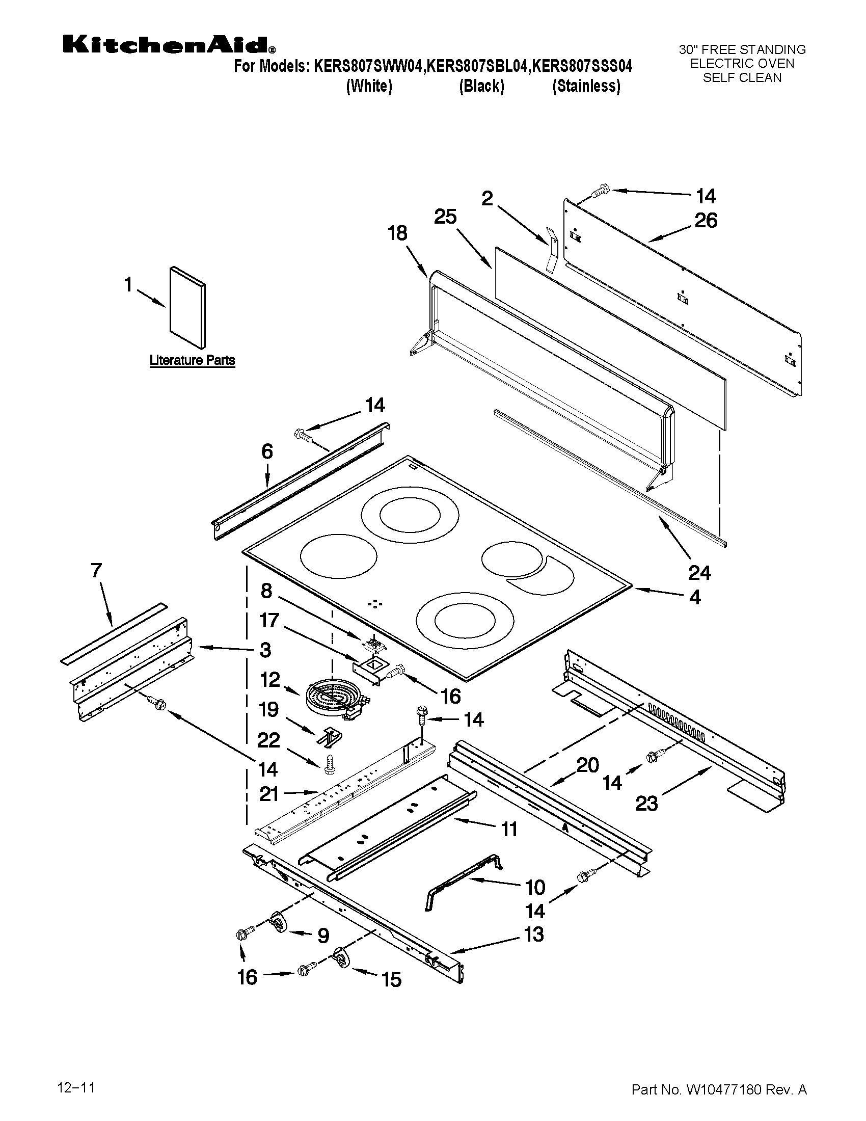 KitchenAid KERS807SSS04 cooktop parts diagram