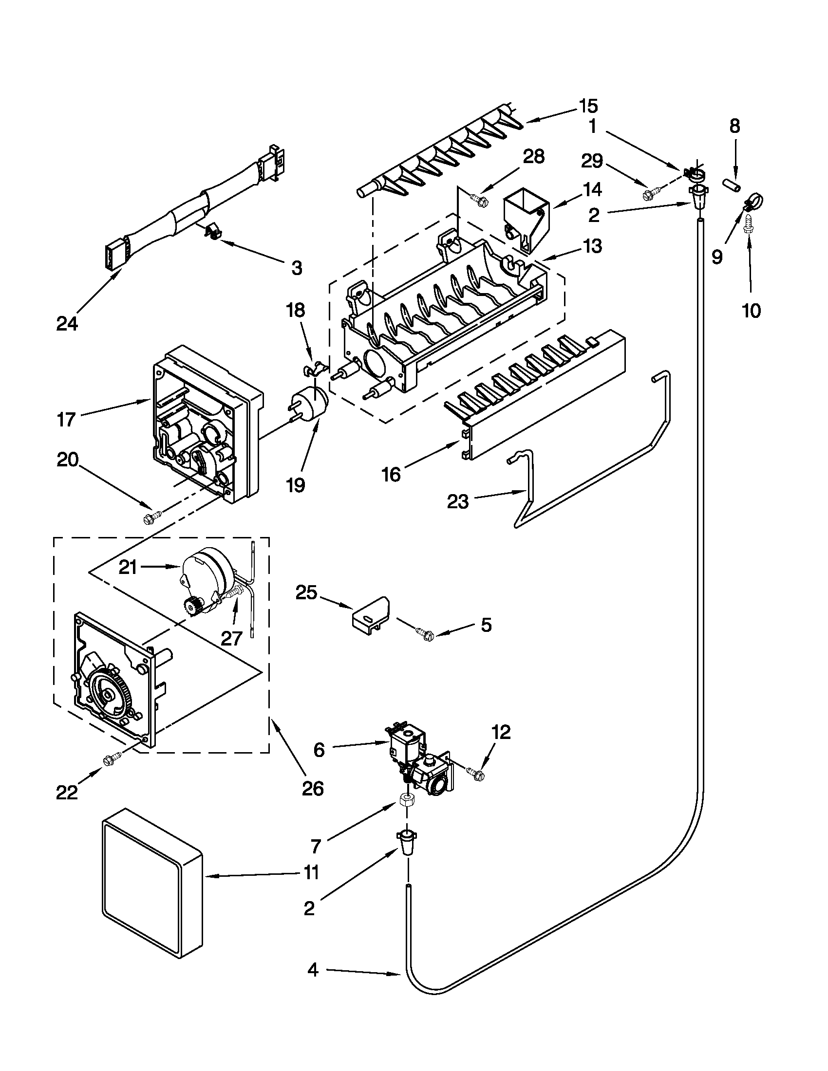 Whirlpool W8RXNGMWL02 icemaker parts diagram