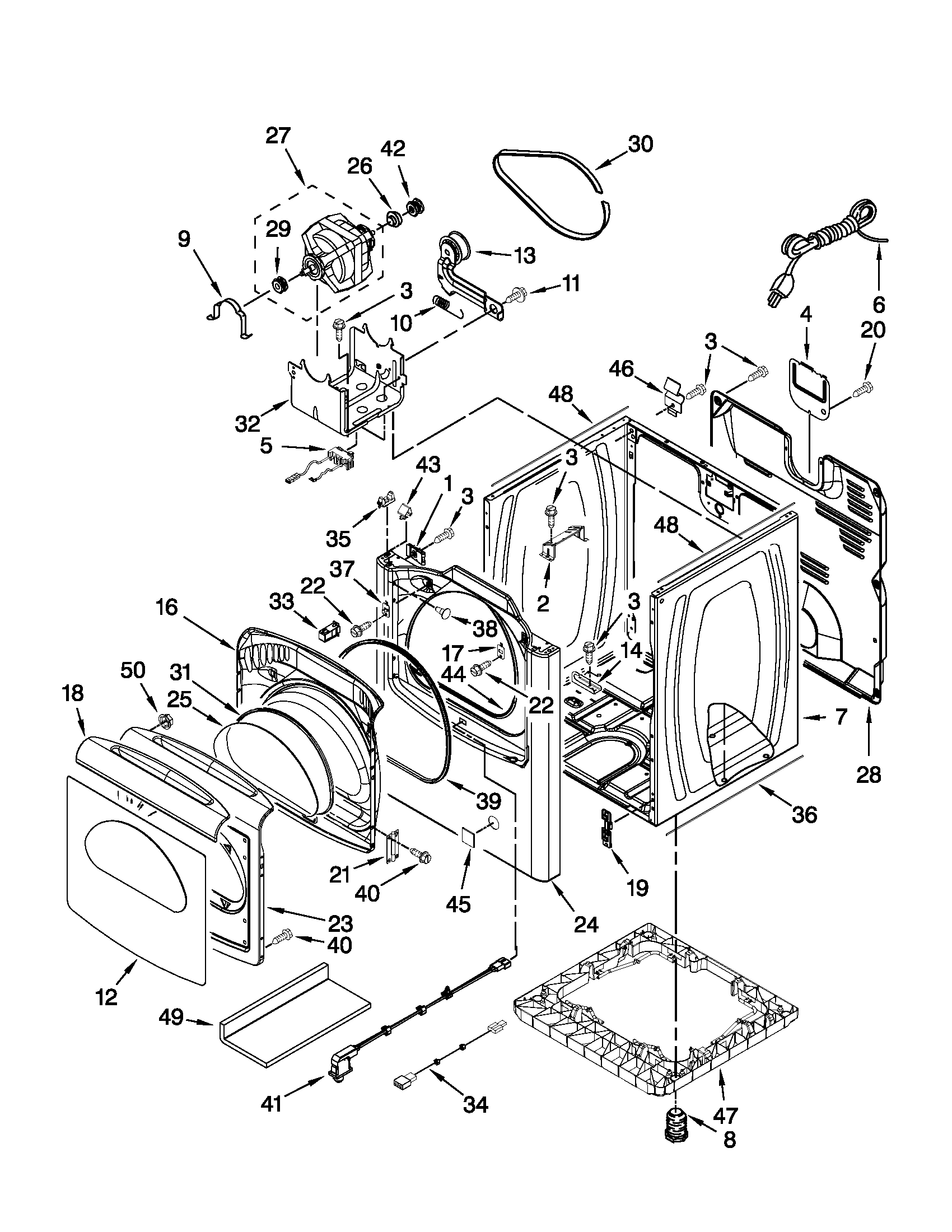 Whirlpool WGD8600YW1 cabinet parts diagram