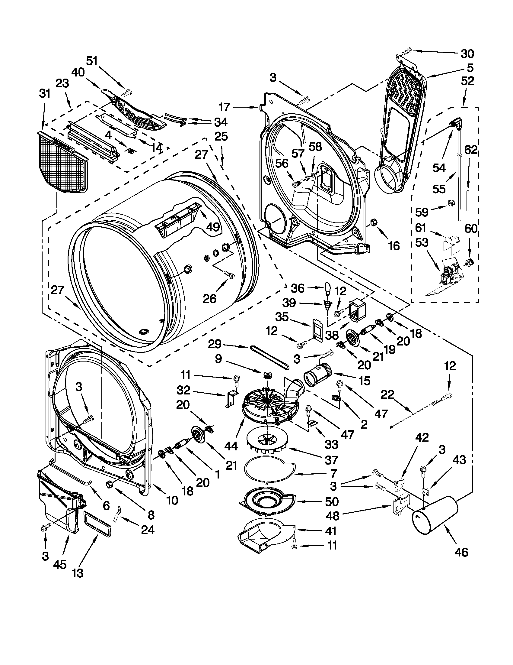 Whirlpool WGD8600YW1 bulkhead parts diagram