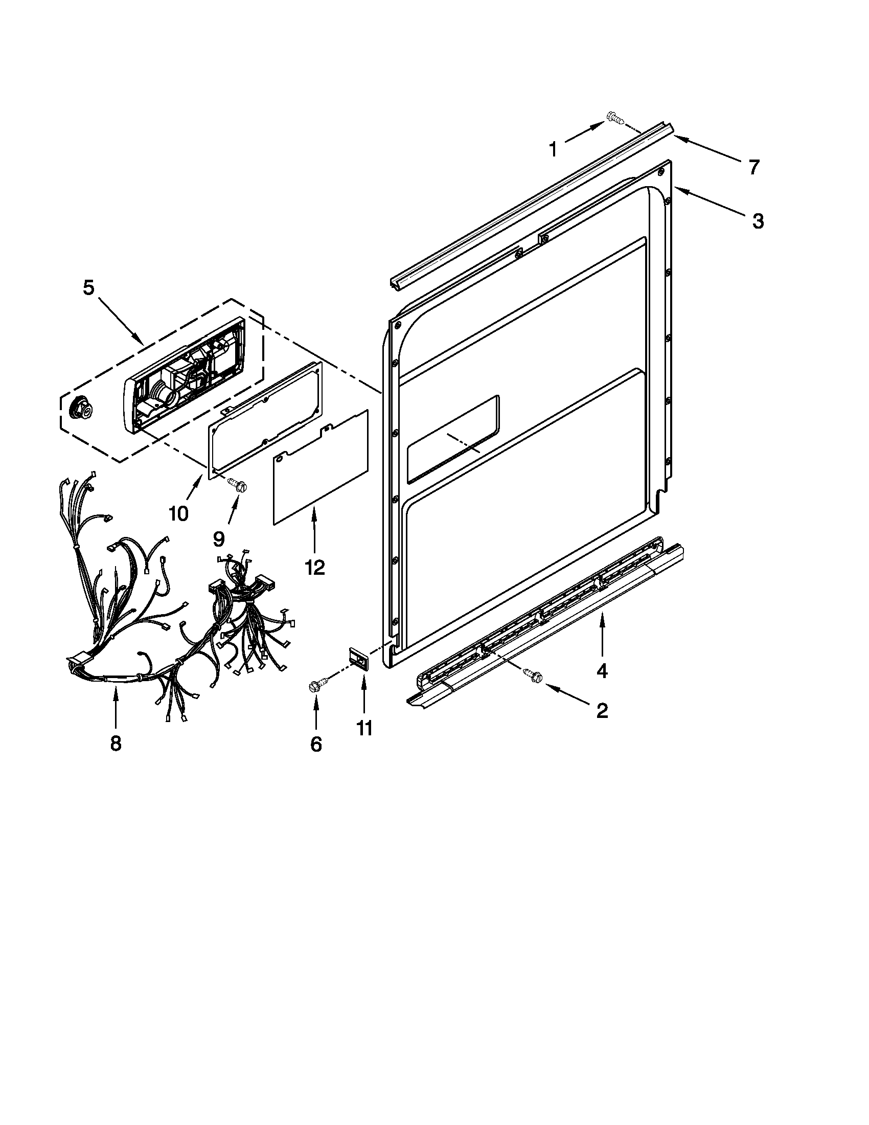 KitchenAid KUDS30FXBL5 inner door parts diagram