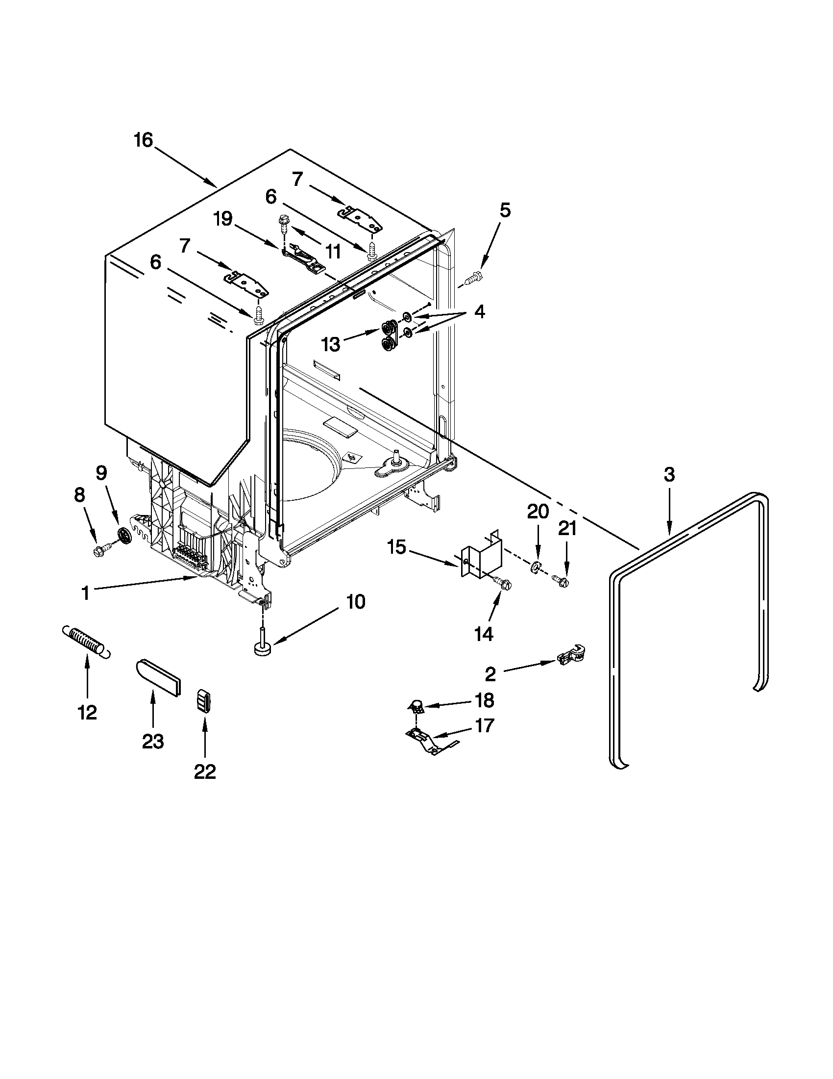 Maytag MDBH949AWW1 tub and frame parts diagram