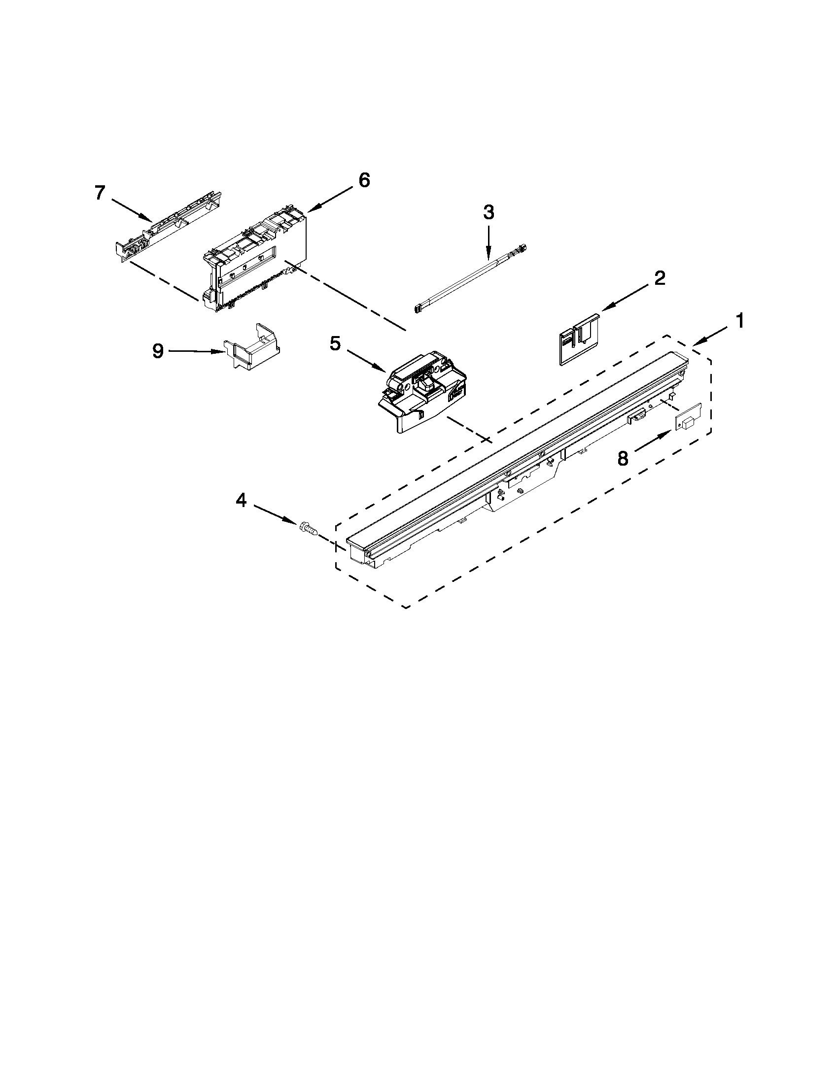 Jenn-Air JDB8700AWP0 control panel and latch parts diagram