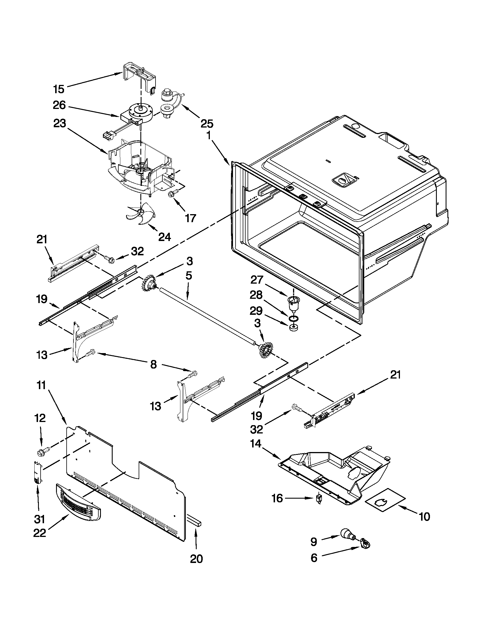 Maytag MFI2269VEB6 freezer liner parts diagram