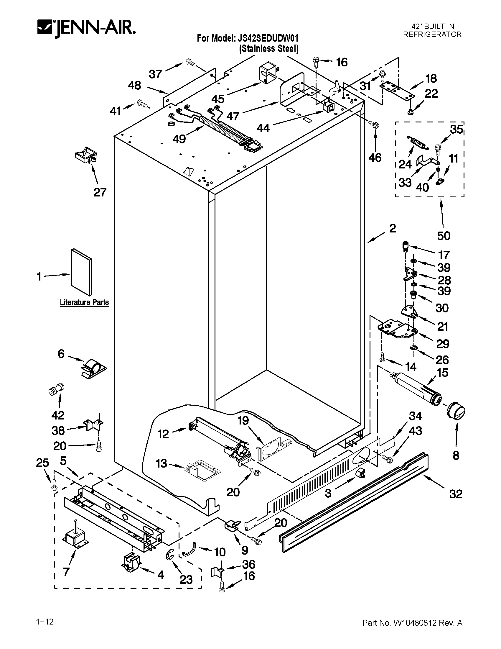 Jenn-Air JS42SEDUDW01 cabinet parts diagram