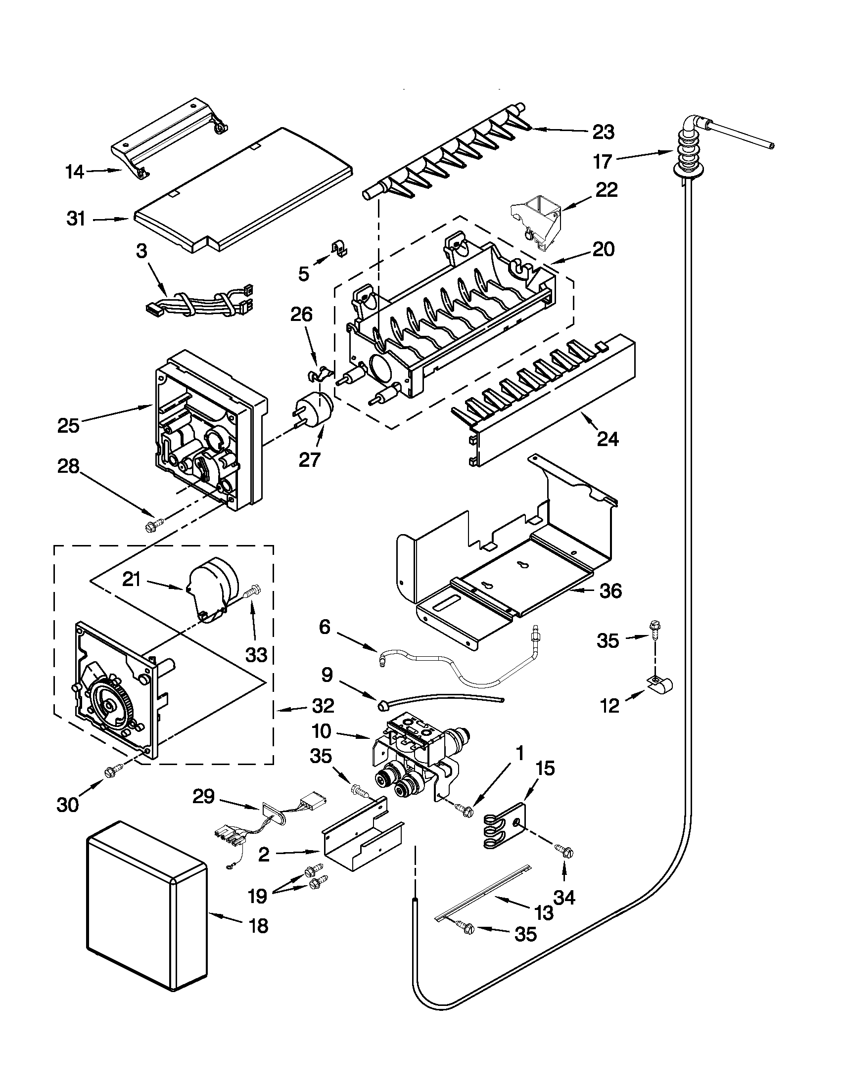 Jenn-Air JS42SEDUDW01 icemaker parts diagram