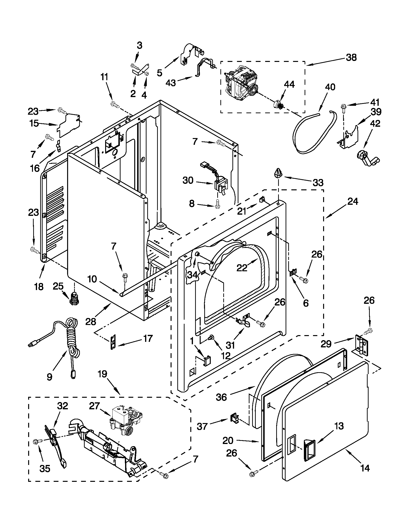 Whirlpool CGM2941TQ2 cabinet parts diagram