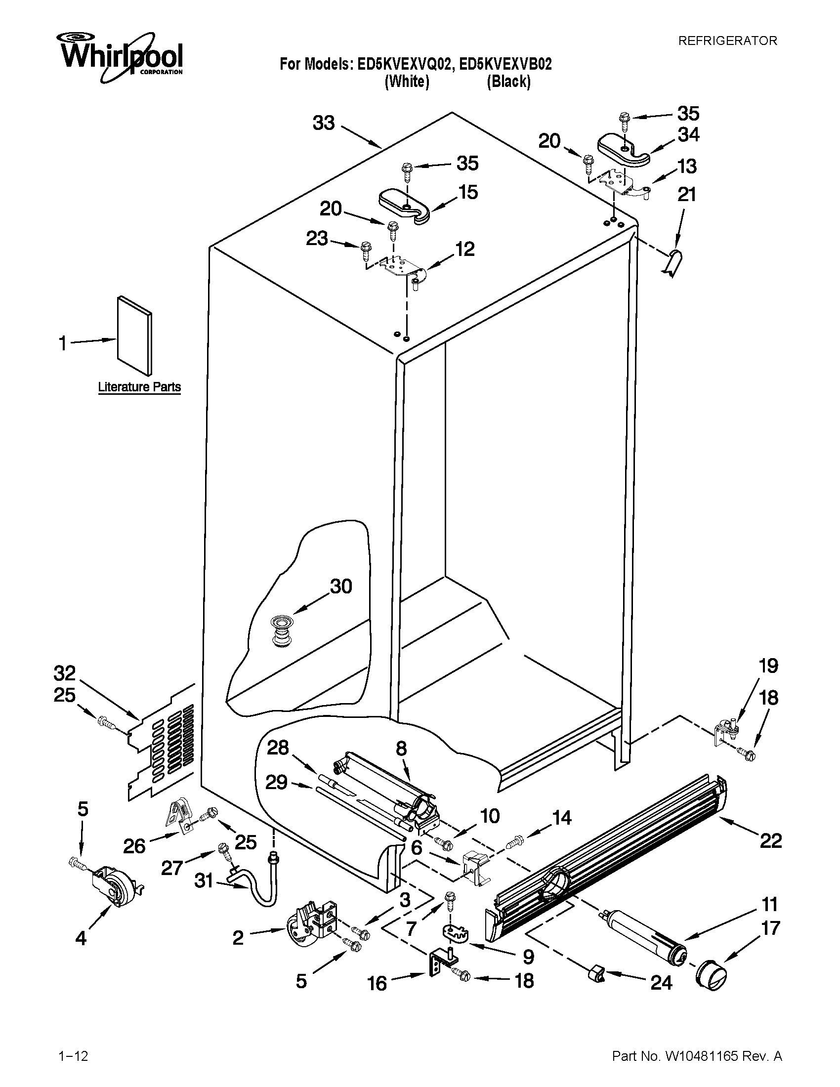 Whirlpool ED5KVEXVB02 cabinet parts diagram