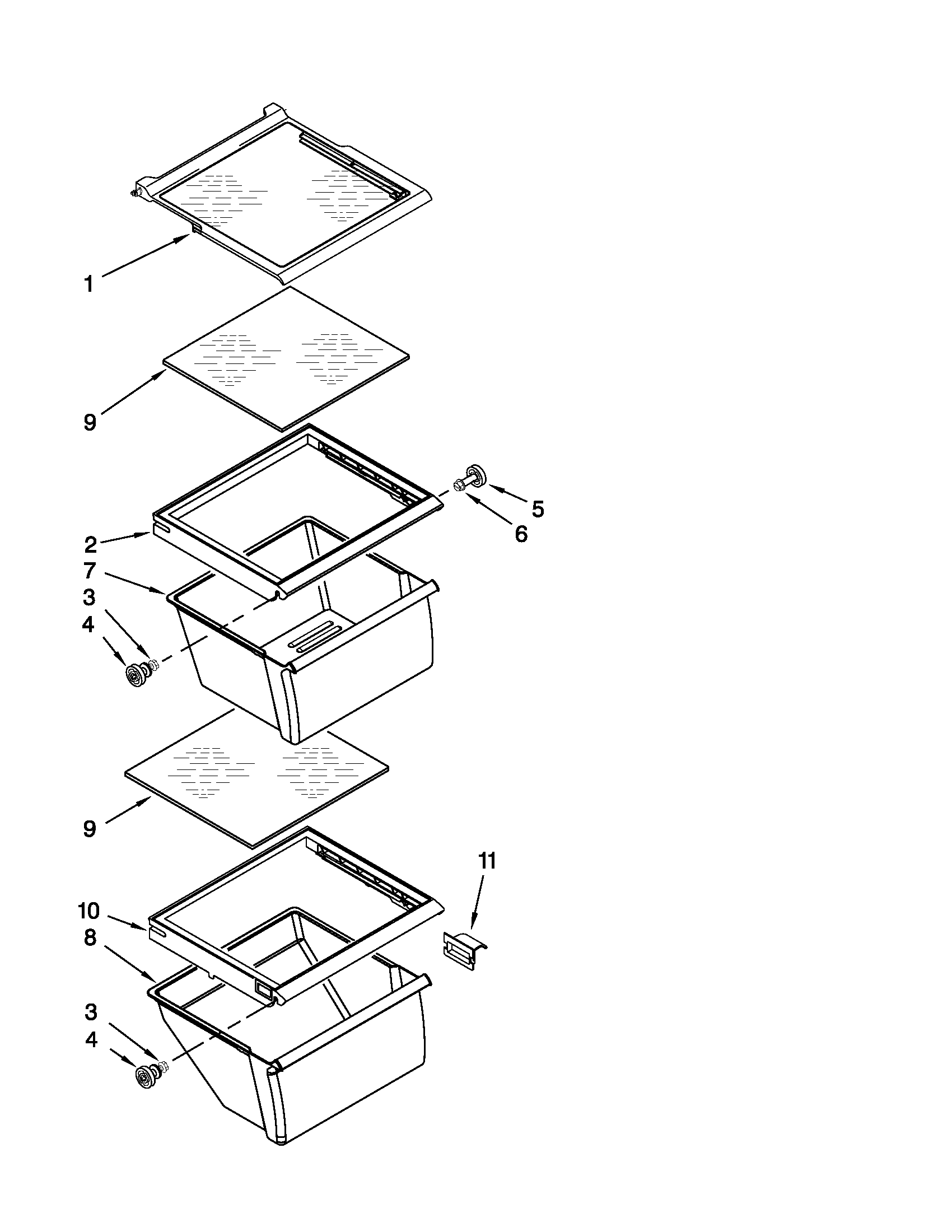 Whirlpool ED5KVEXVB02 refrigerator shelf parts diagram