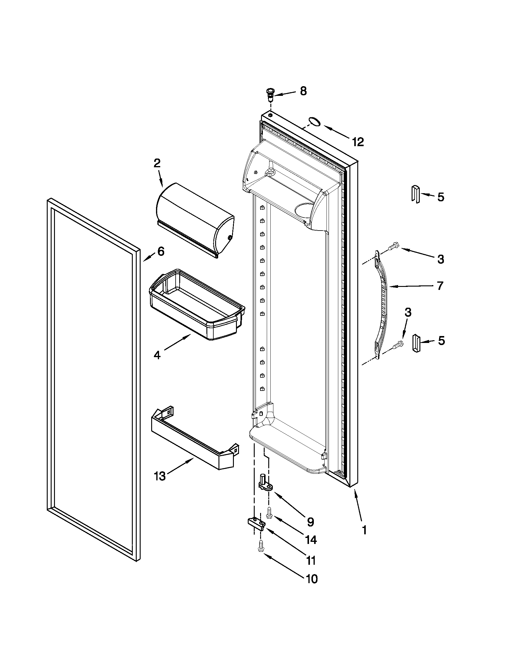 Whirlpool ED5KVEXVB02 refrigerator door parts diagram