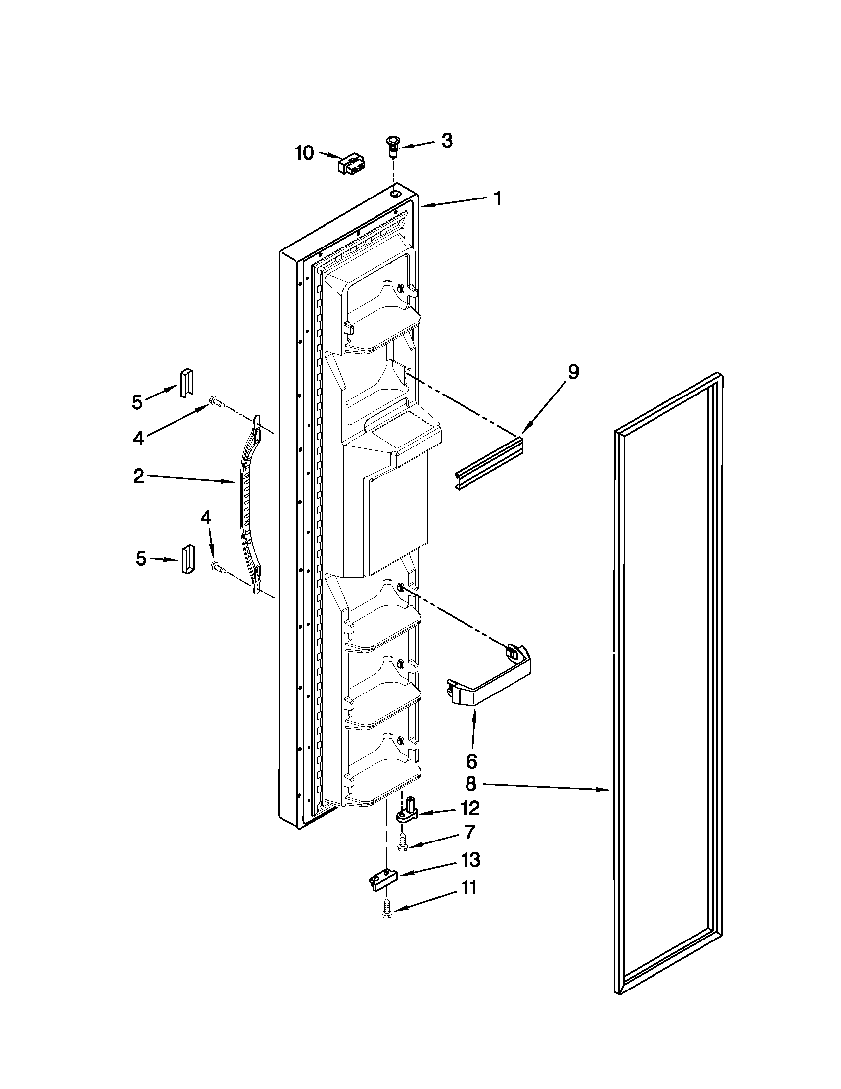 Whirlpool ED5KVEXVB02 freezer door parts diagram