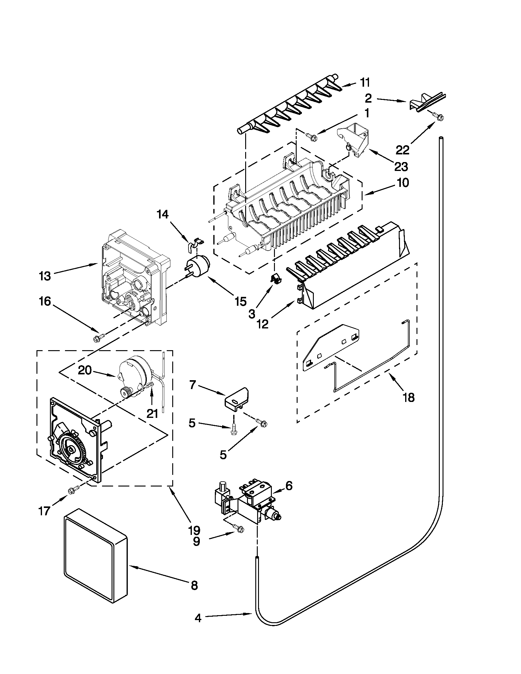 Whirlpool ED5KVEXVB02 icemaker parts diagram