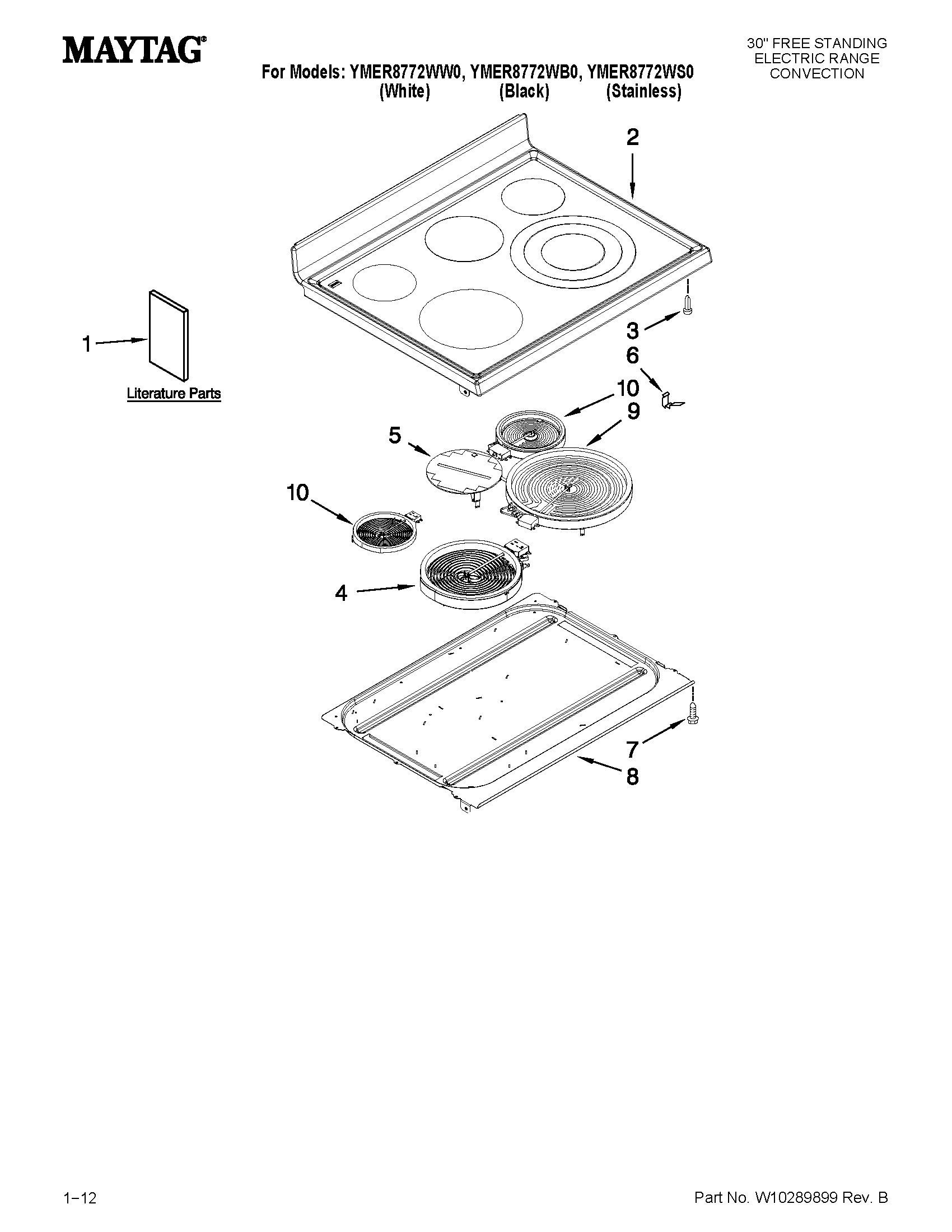 Maytag YMER8772WB0 cooktop parts diagram