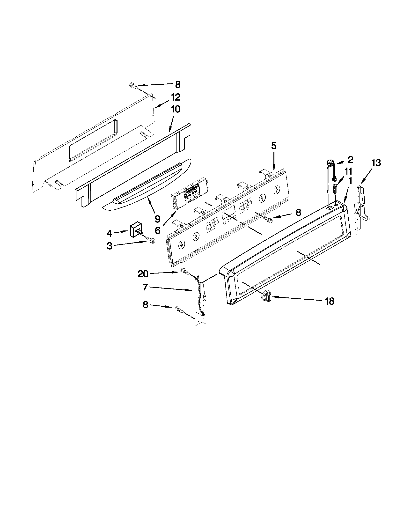 Maytag YMER8772WB0 control panel parts diagram