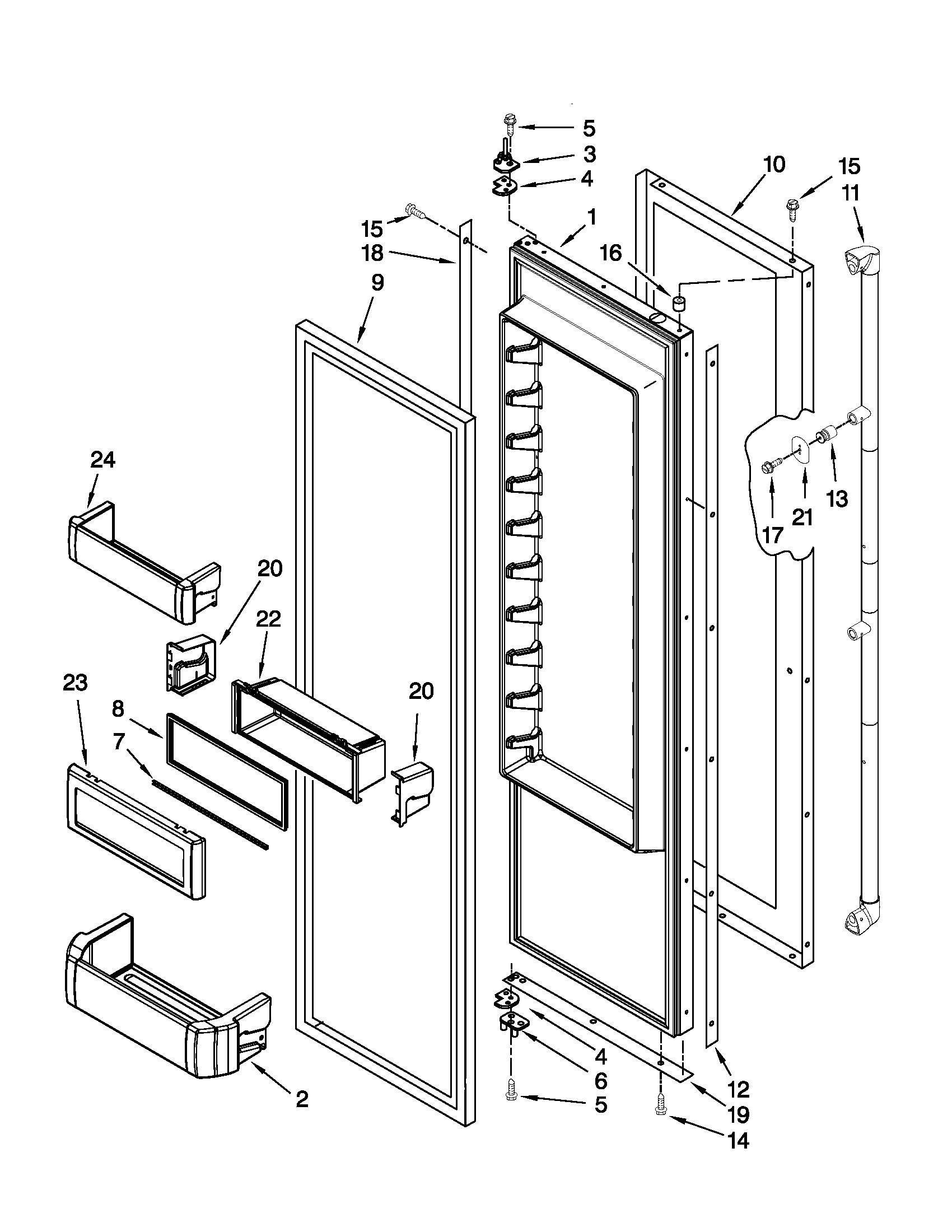 Jenn-Air JS42PPDUDB02 refrigerator door parts diagram