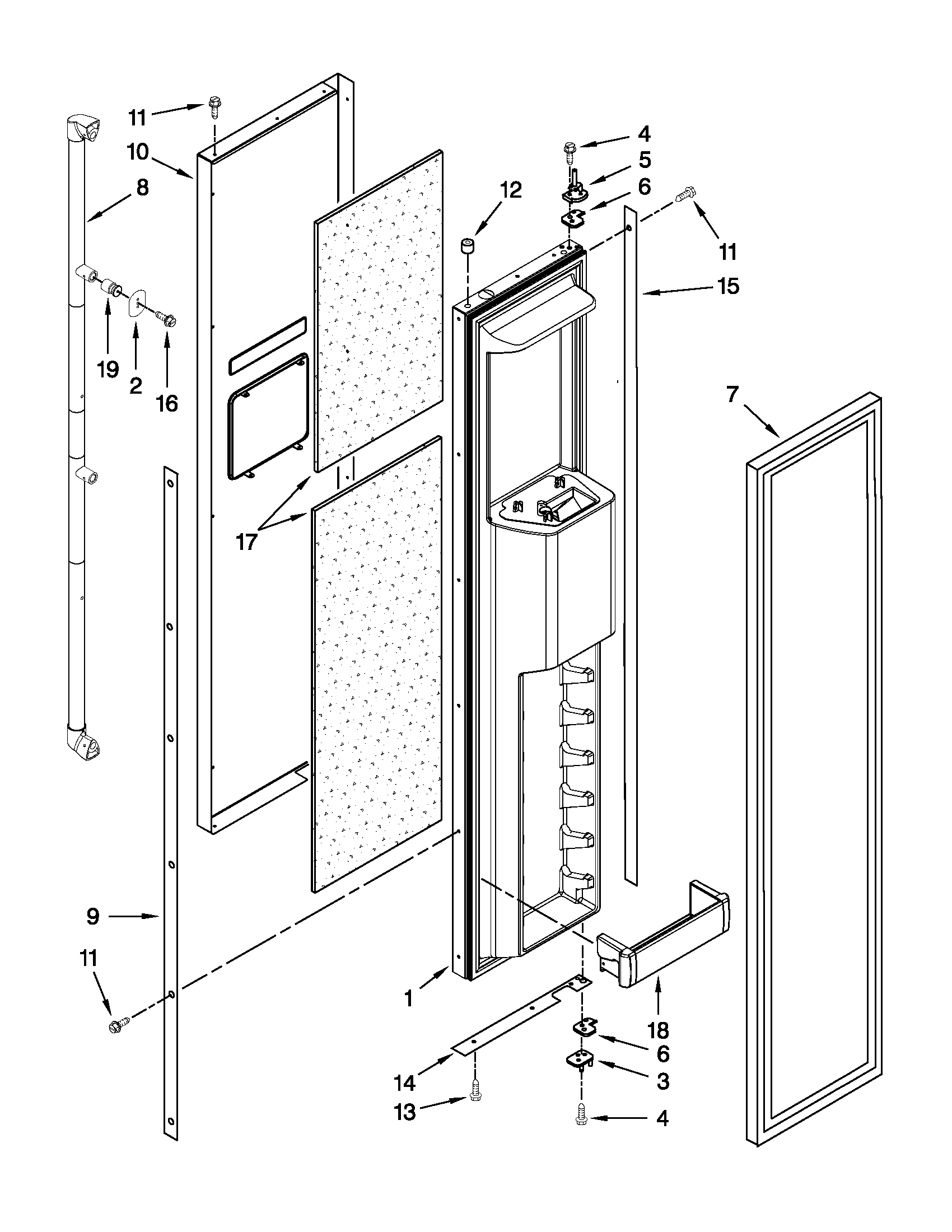 Jenn-Air JS42PPDUDB02 freezer door parts diagram