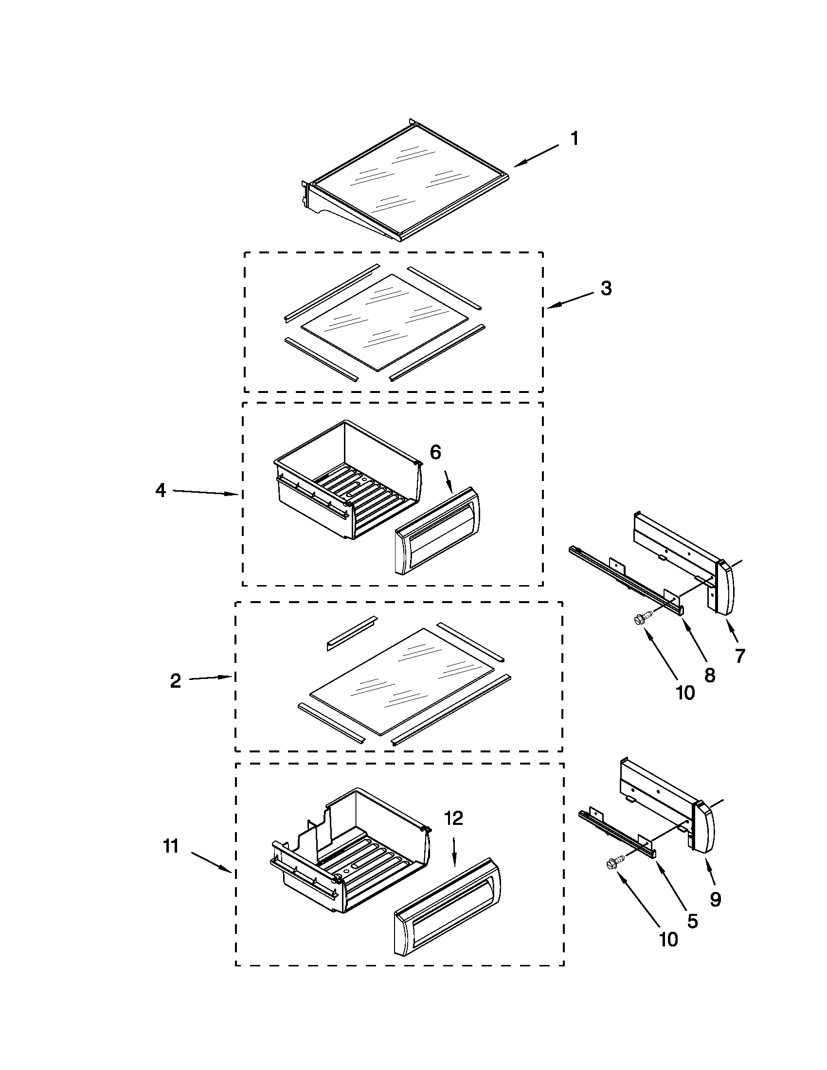 Jenn-Air JS48PPDUDB02 refrigerator shelf parts diagram