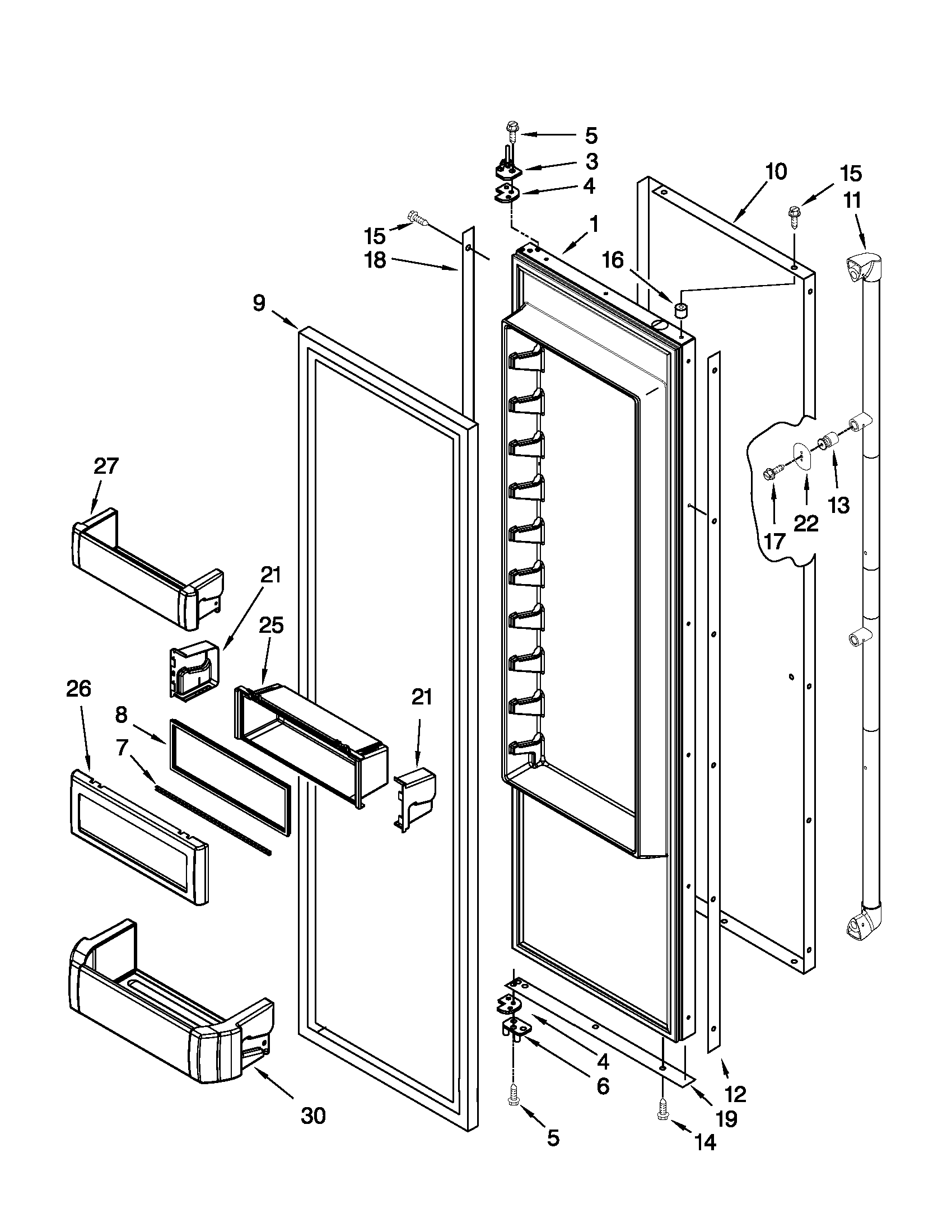 Jenn-Air JS48PPDUDB02 refrigerator door parts diagram