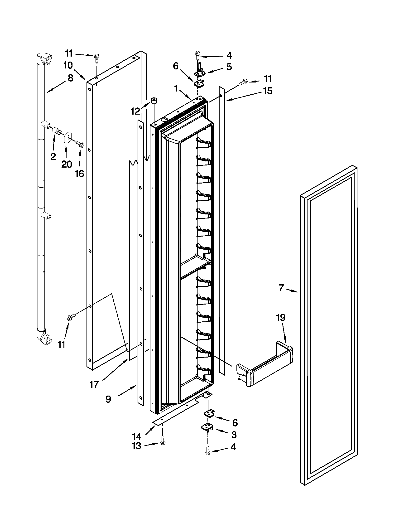 Jenn-Air JS48PPDUDB02 freezer door parts diagram