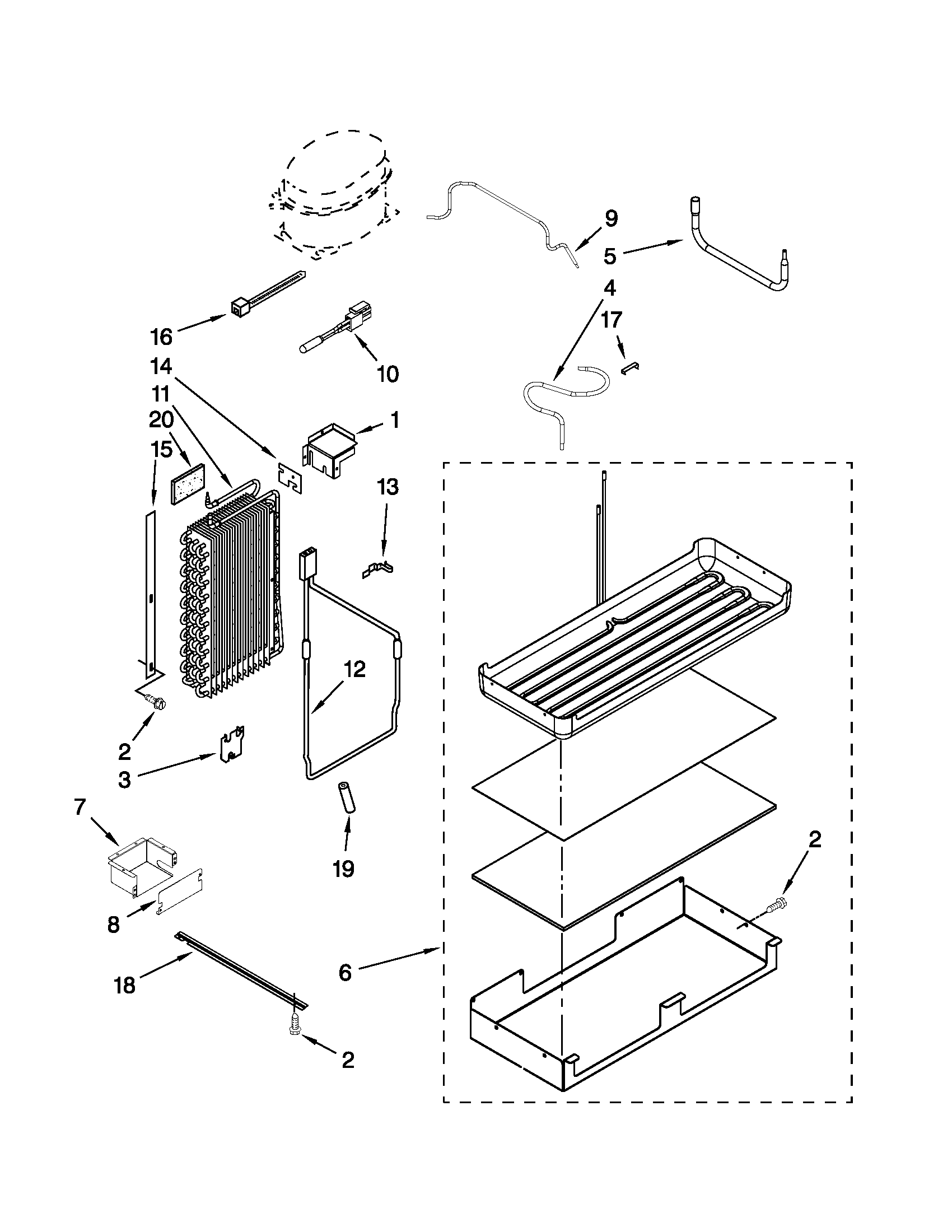 Jenn-Air JS48PPDUDB02 lower unit and tube parts diagram