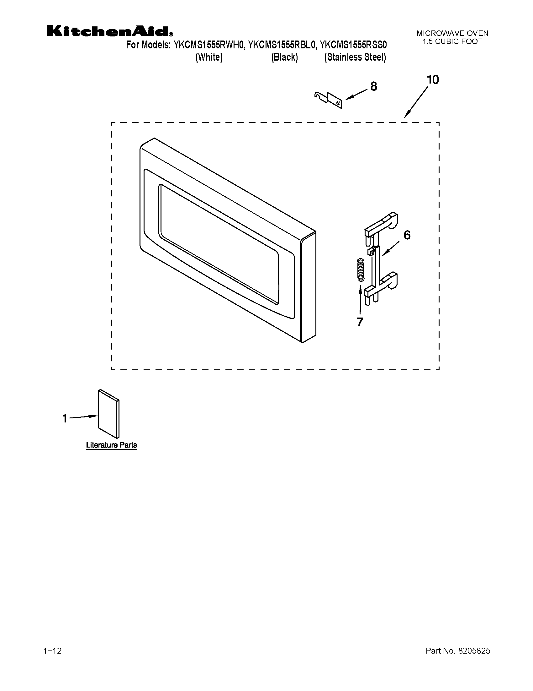 KitchenAid YKCMS1555RWH0 door parts diagram