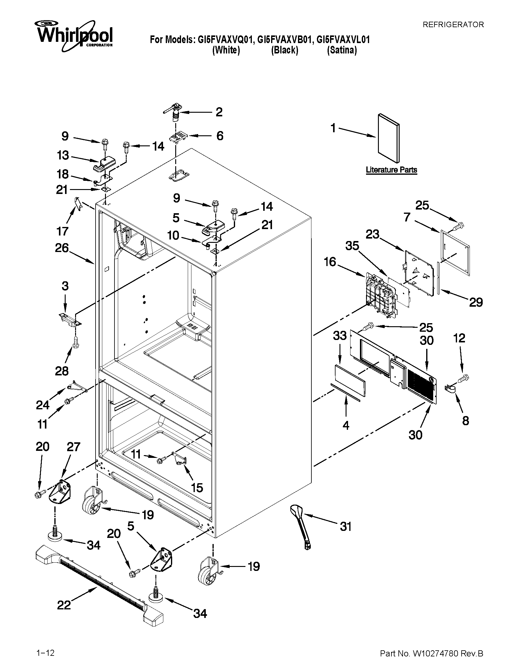 Whirlpool GI5FVAXVQ01 cabinet parts diagram