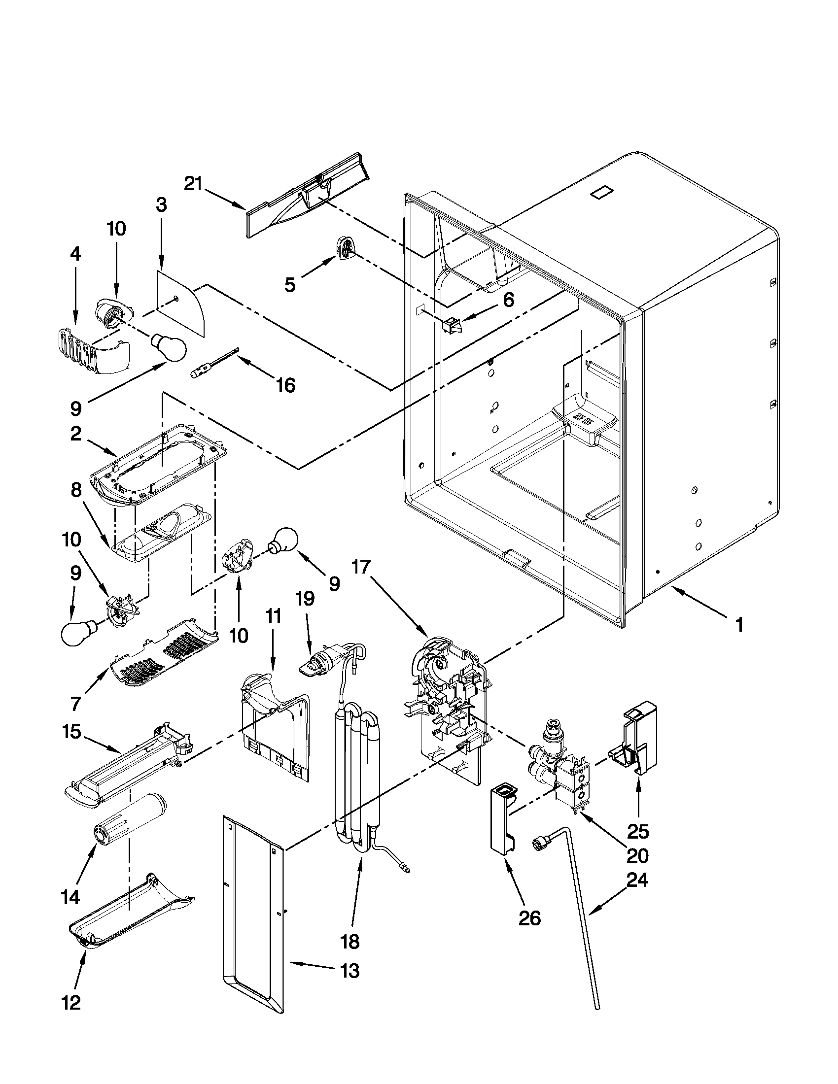 Whirlpool GI5FVAXVQ01 refrigerator liner parts diagram