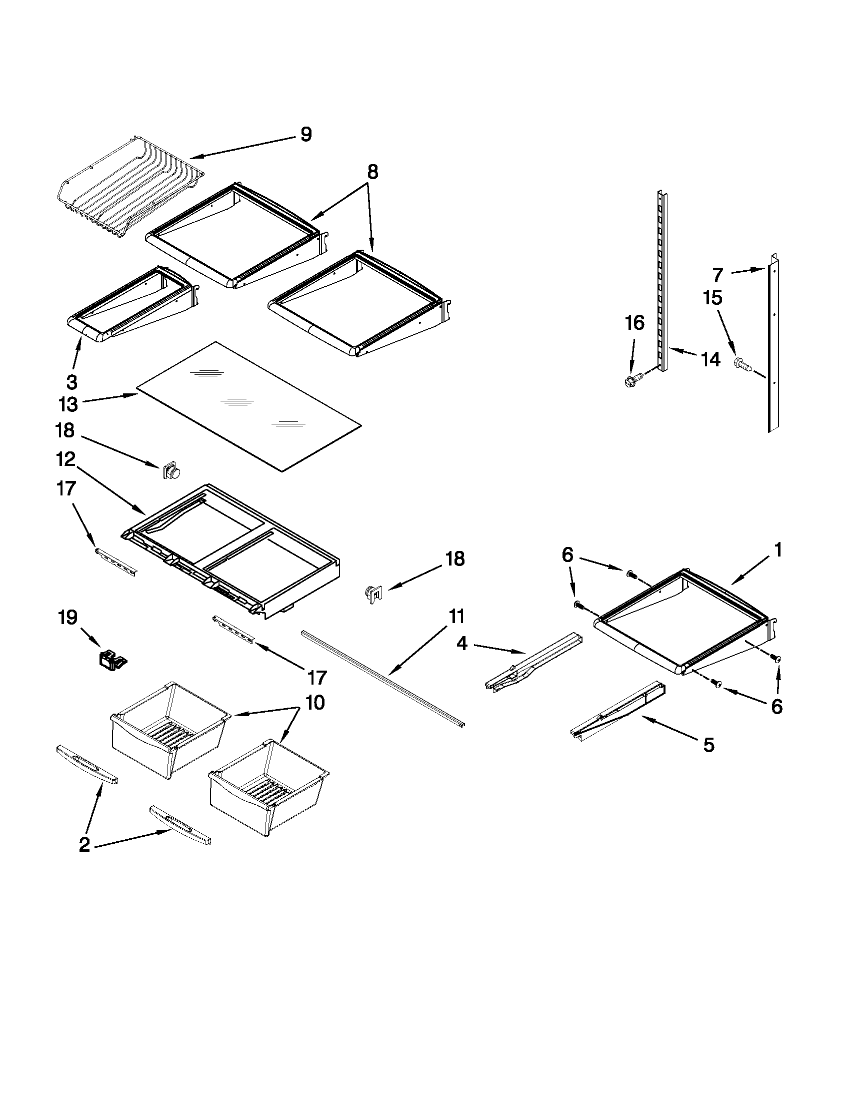 Whirlpool GI5FVAXVQ01 shelf parts diagram
