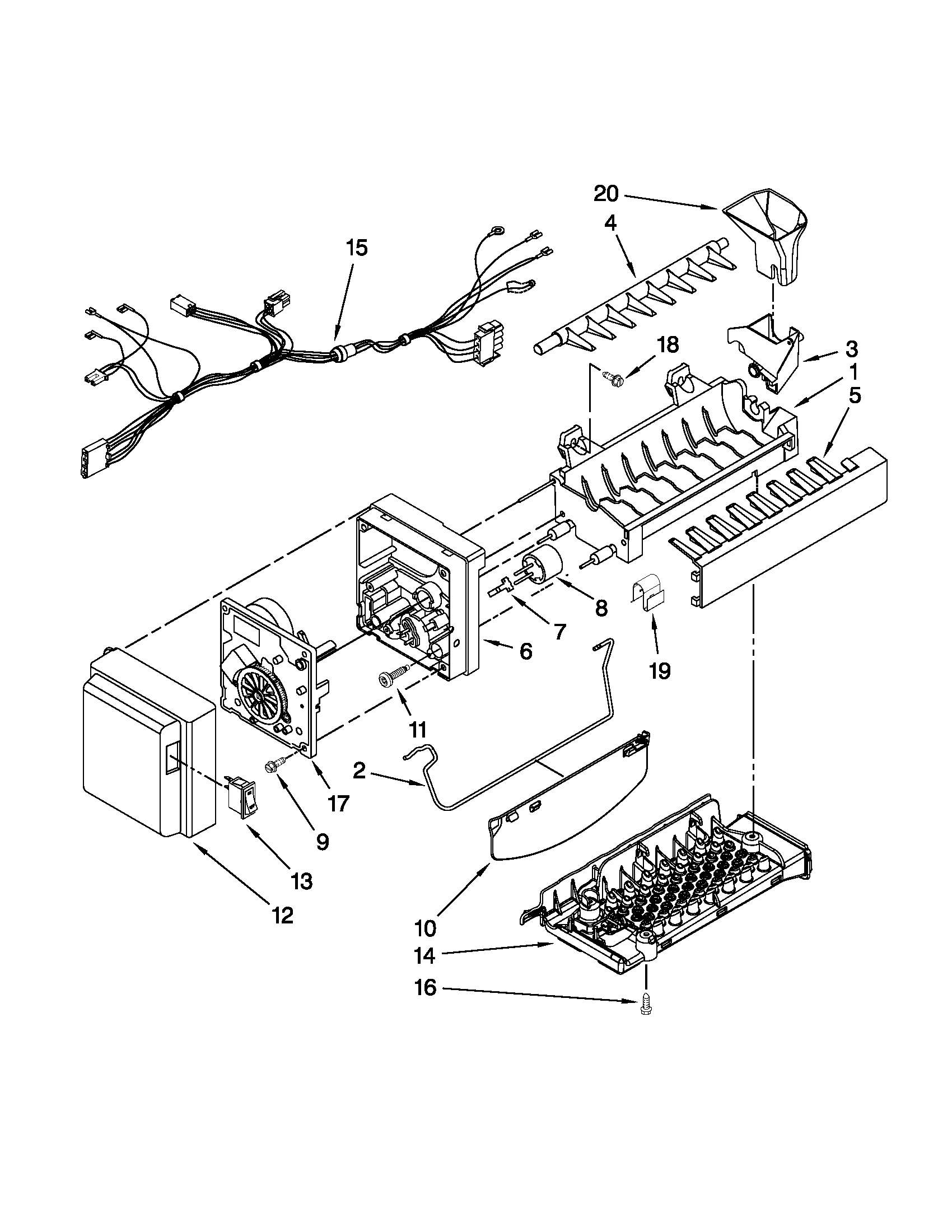 Whirlpool GI5FVAXVQ01 icemaker parts diagram