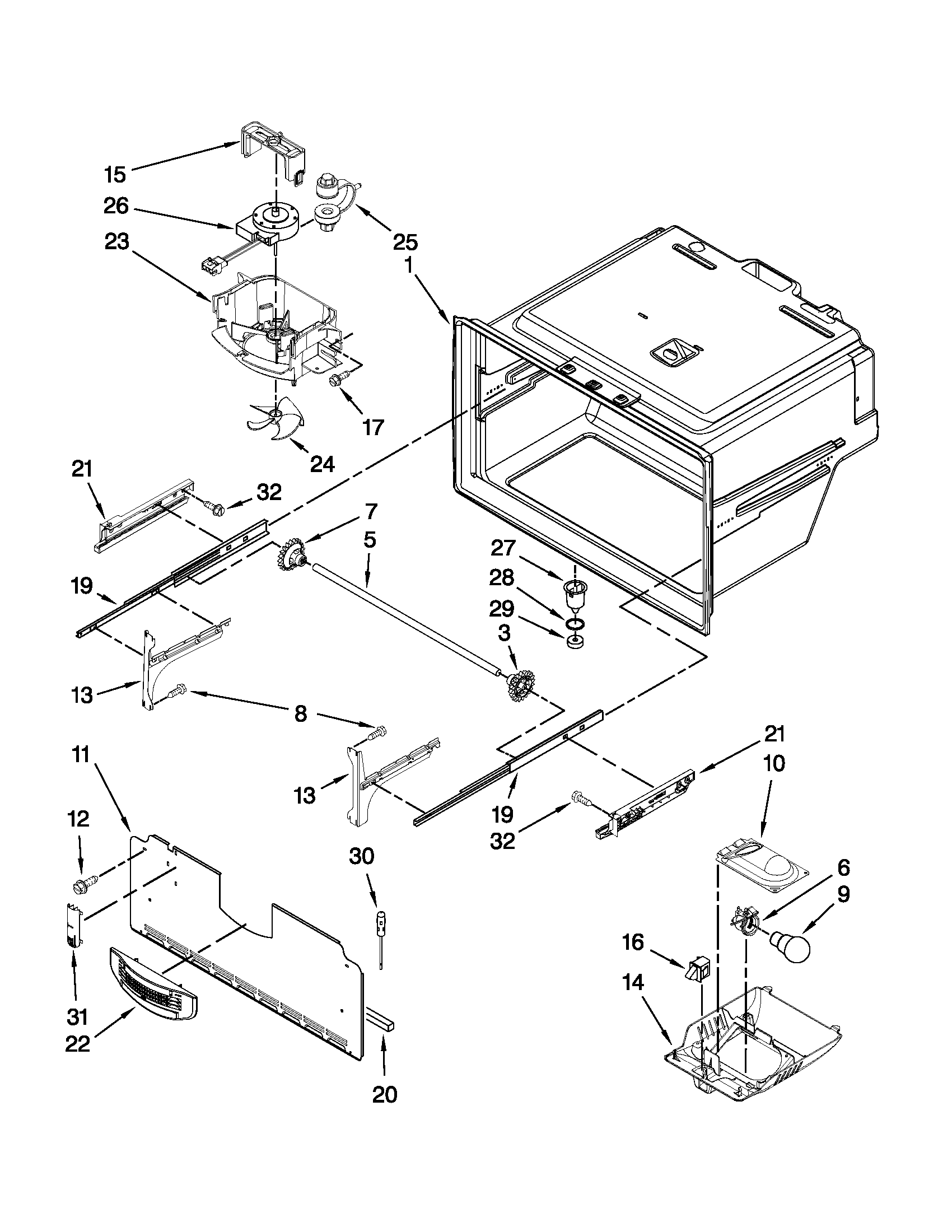 Whirlpool GI5FVAXVQ01 freezer liner parts diagram