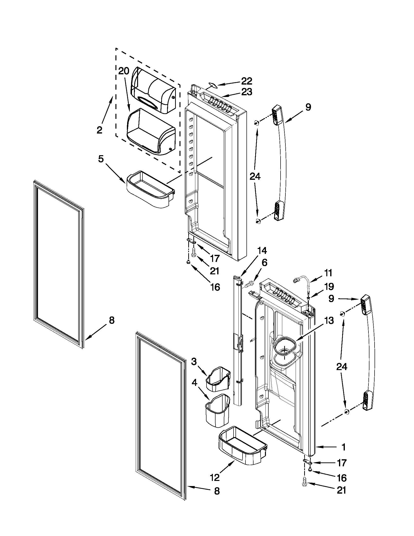 Whirlpool GI5FVAXVQ01 refrigerator door parts diagram