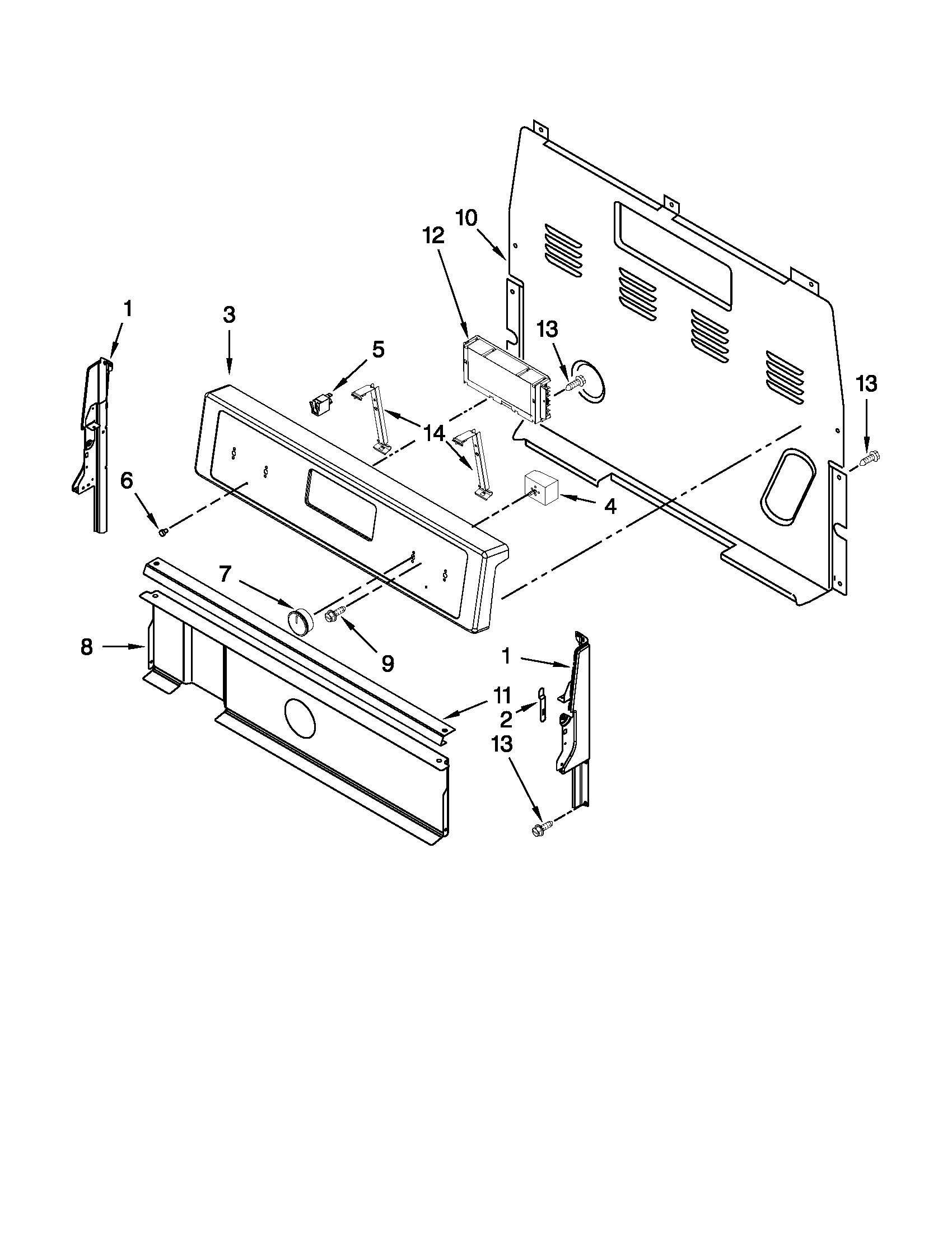 Whirlpool WFE320M0AW0 control panel parts diagram