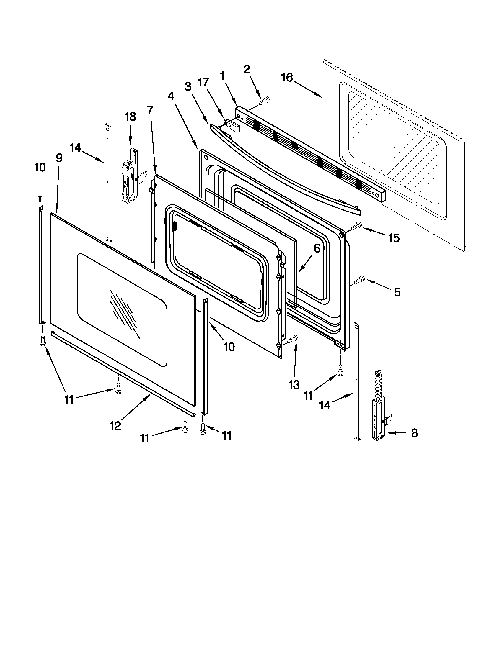 Whirlpool WFE320M0AW0 door parts diagram