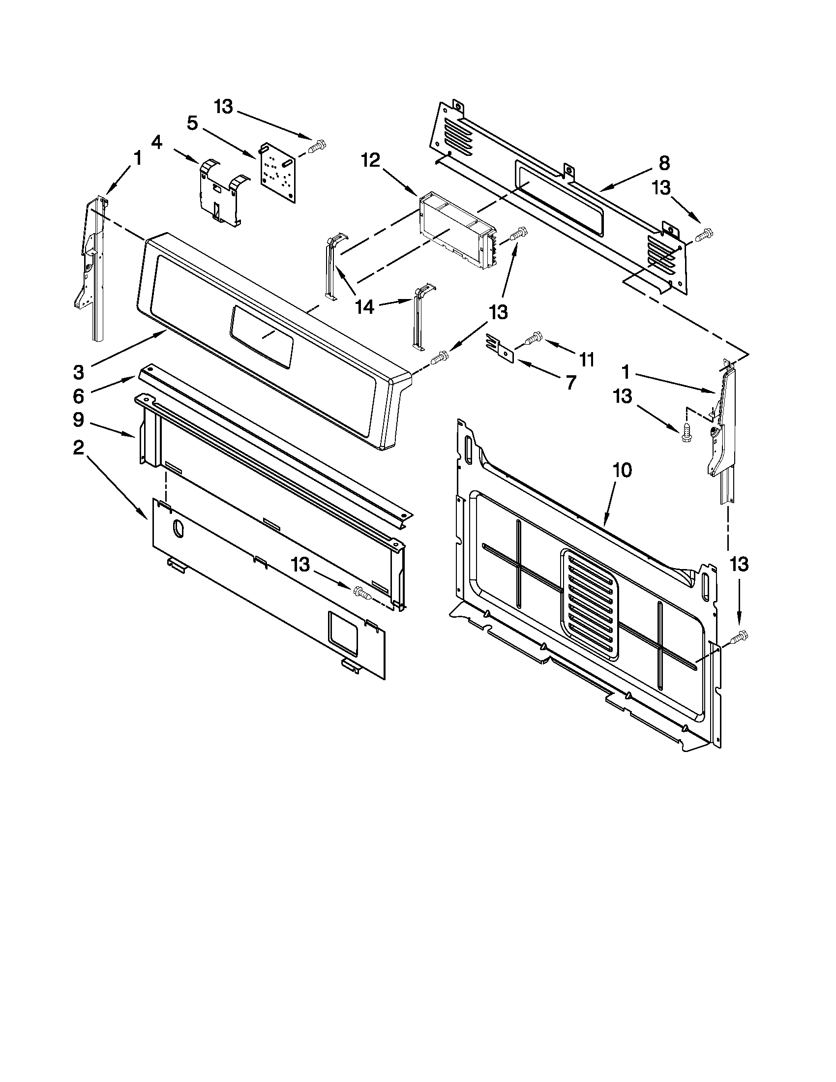 Whirlpool WFG510S0AB0 control panel parts diagram