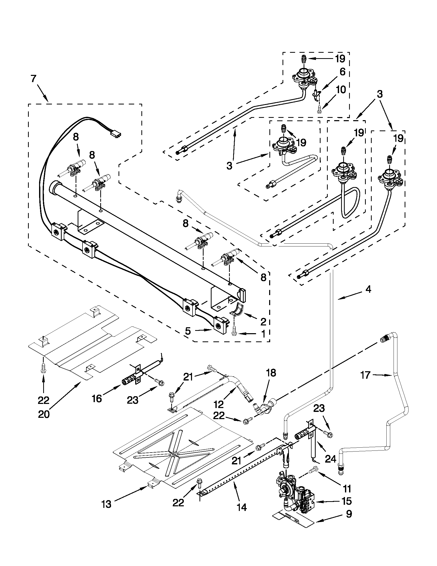 Whirlpool WFG510S0AB0 manifold parts diagram
