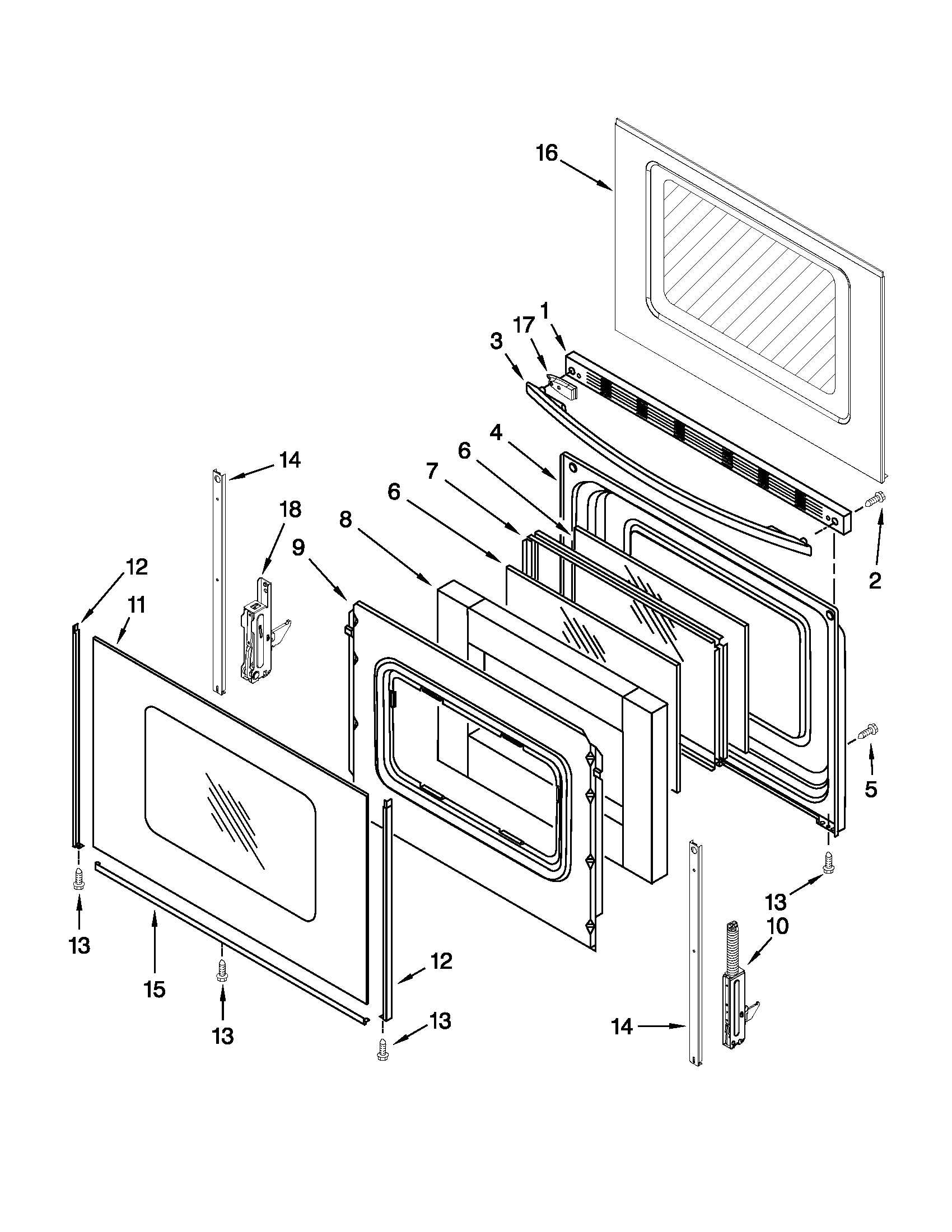 Whirlpool WFG510S0AB0 door parts diagram