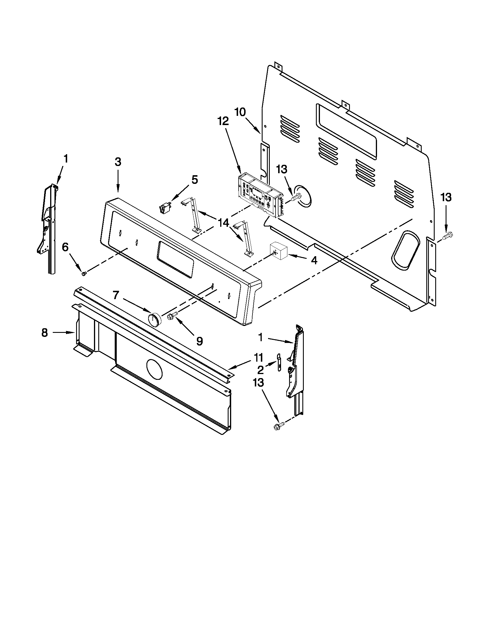 Whirlpool WFE510S0AT0 control panel parts diagram