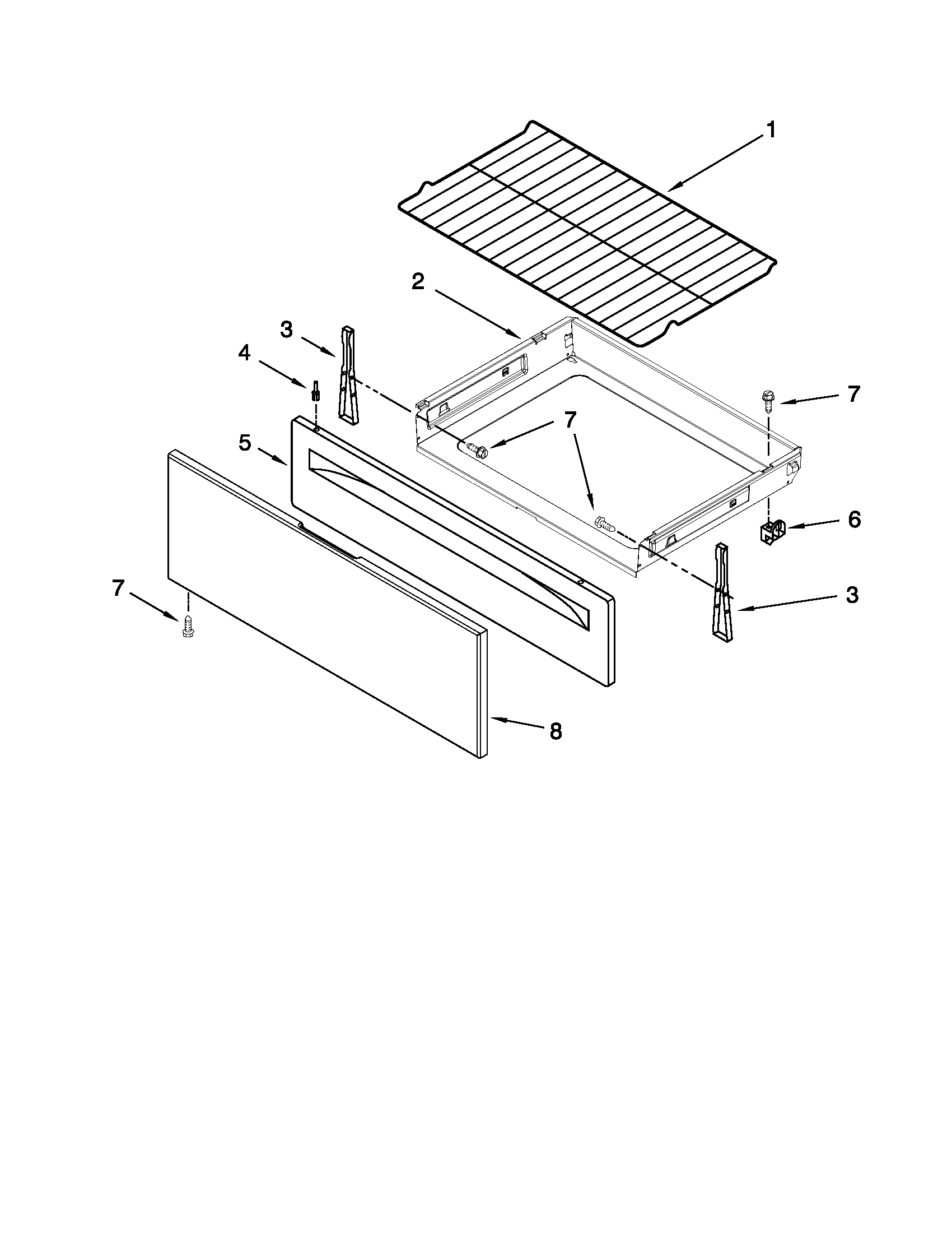 Whirlpool WFE510S0AT0 drawer & broiler parts diagram