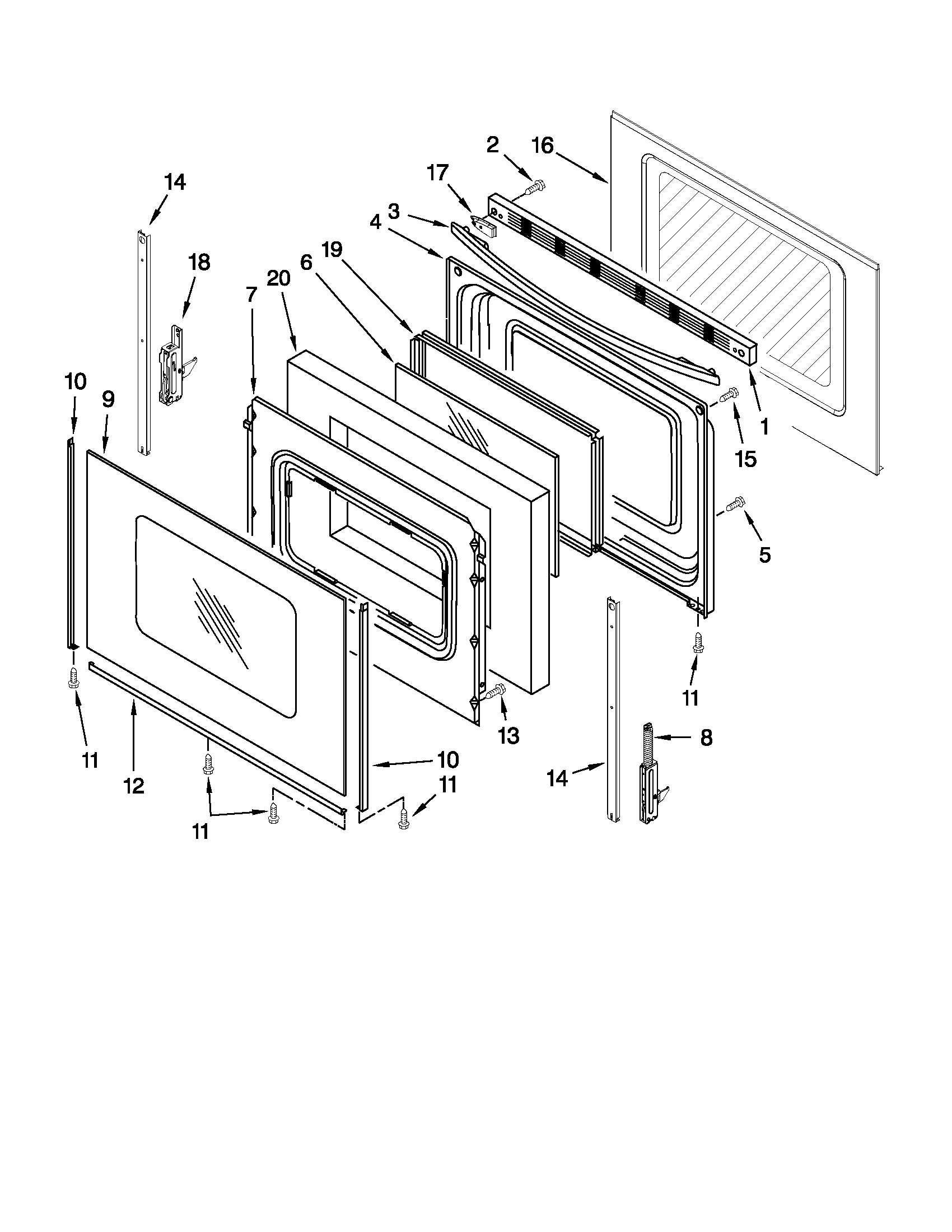 Whirlpool WFE520C0AB0 door parts diagram
