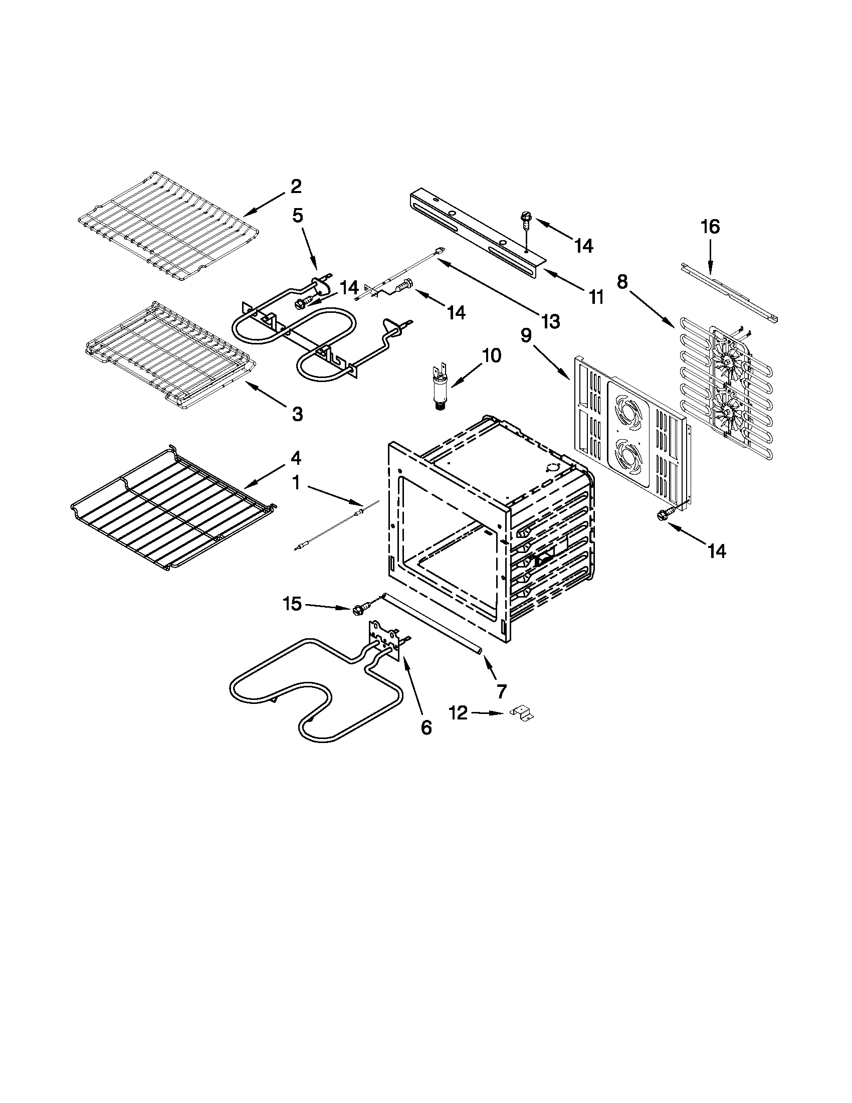 Jenn-Air JJW3830WS00 internal oven parts diagram