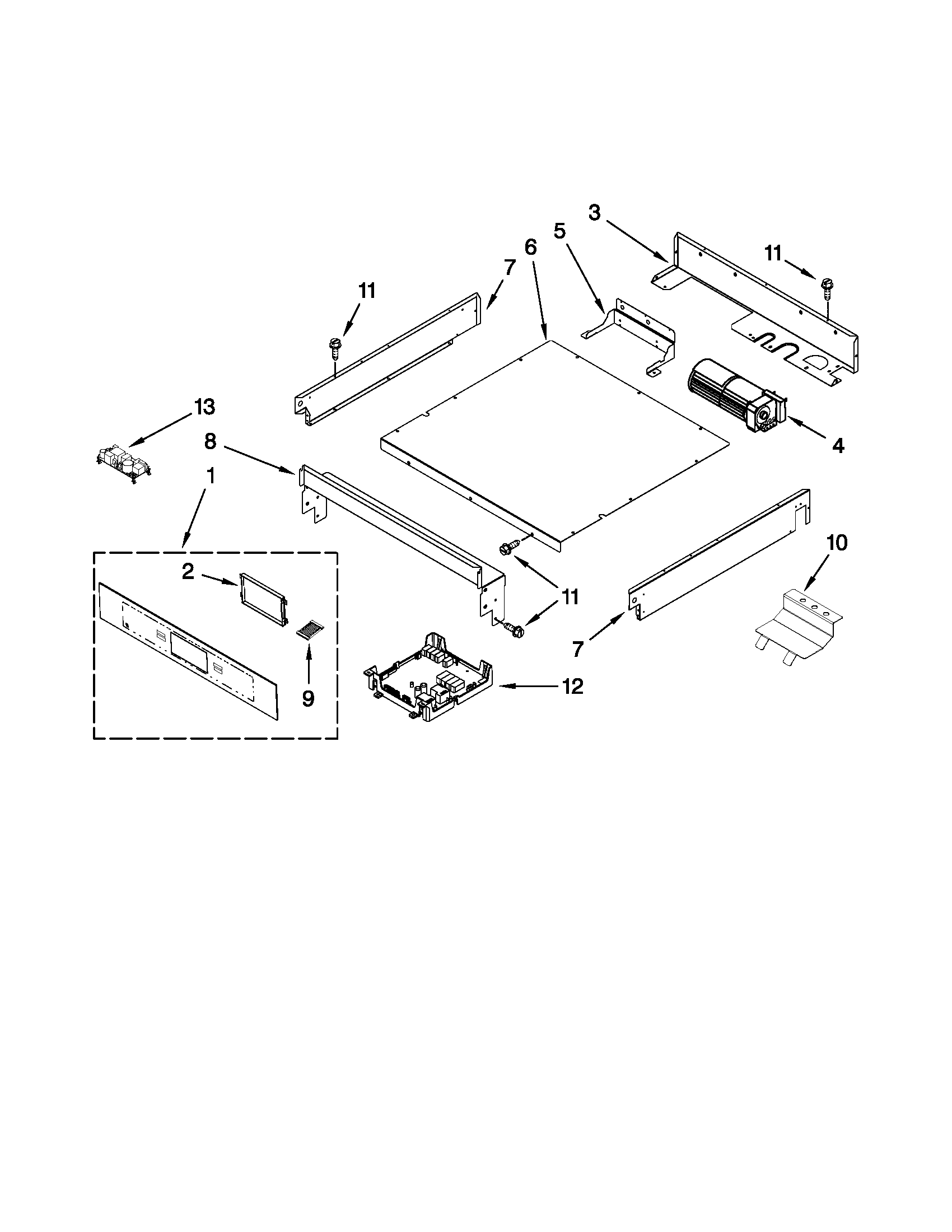 Jenn-Air JJW3830WS00 control panel parts diagram