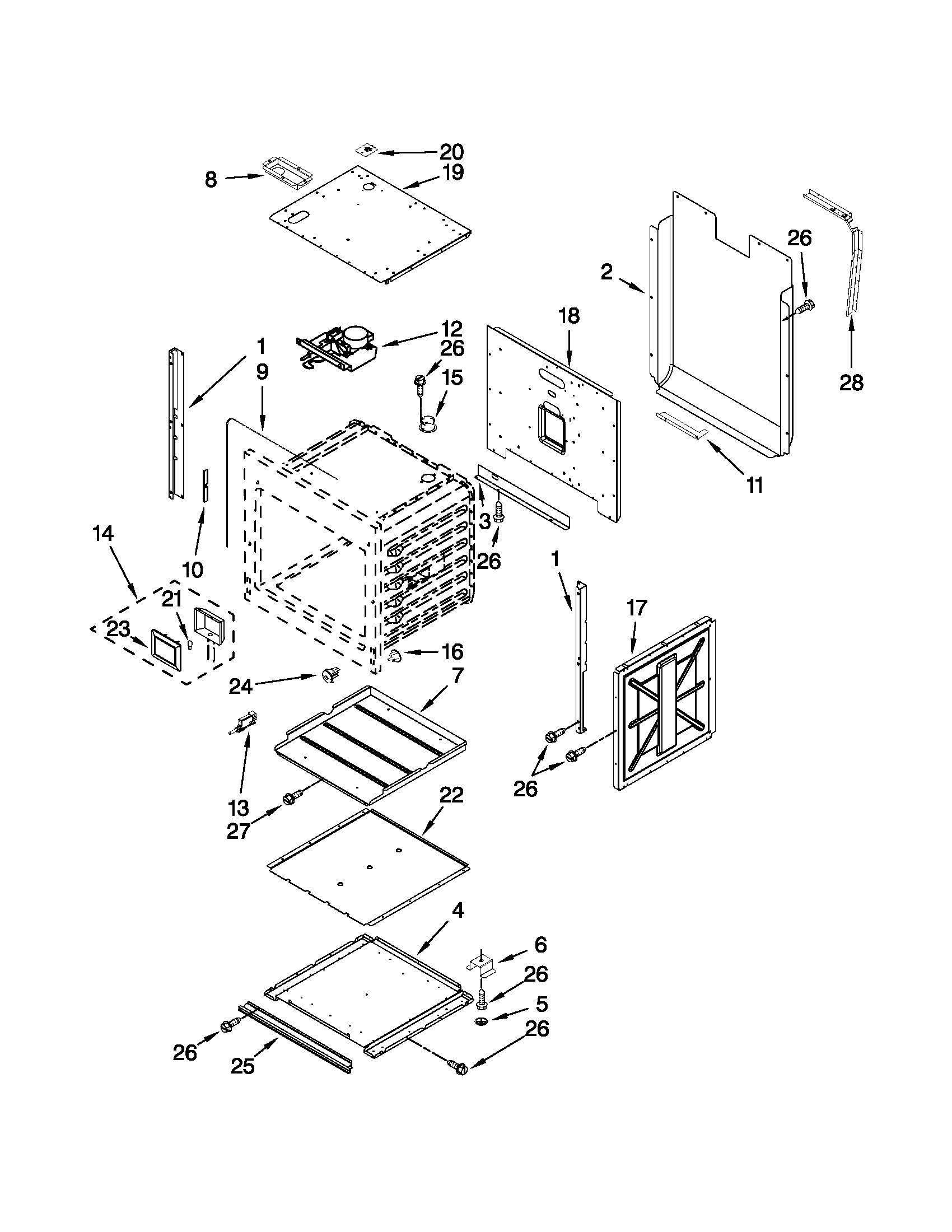 Jenn-Air JJW2830WB00 lower oven parts diagram