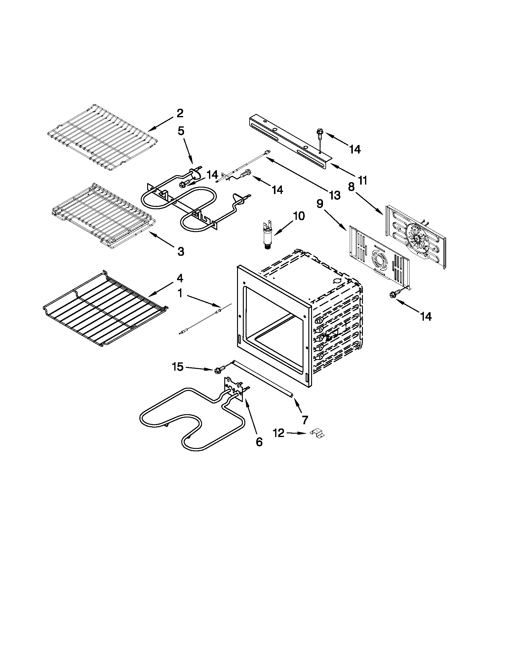 Jenn-Air JJW2830WB00 internal oven parts diagram