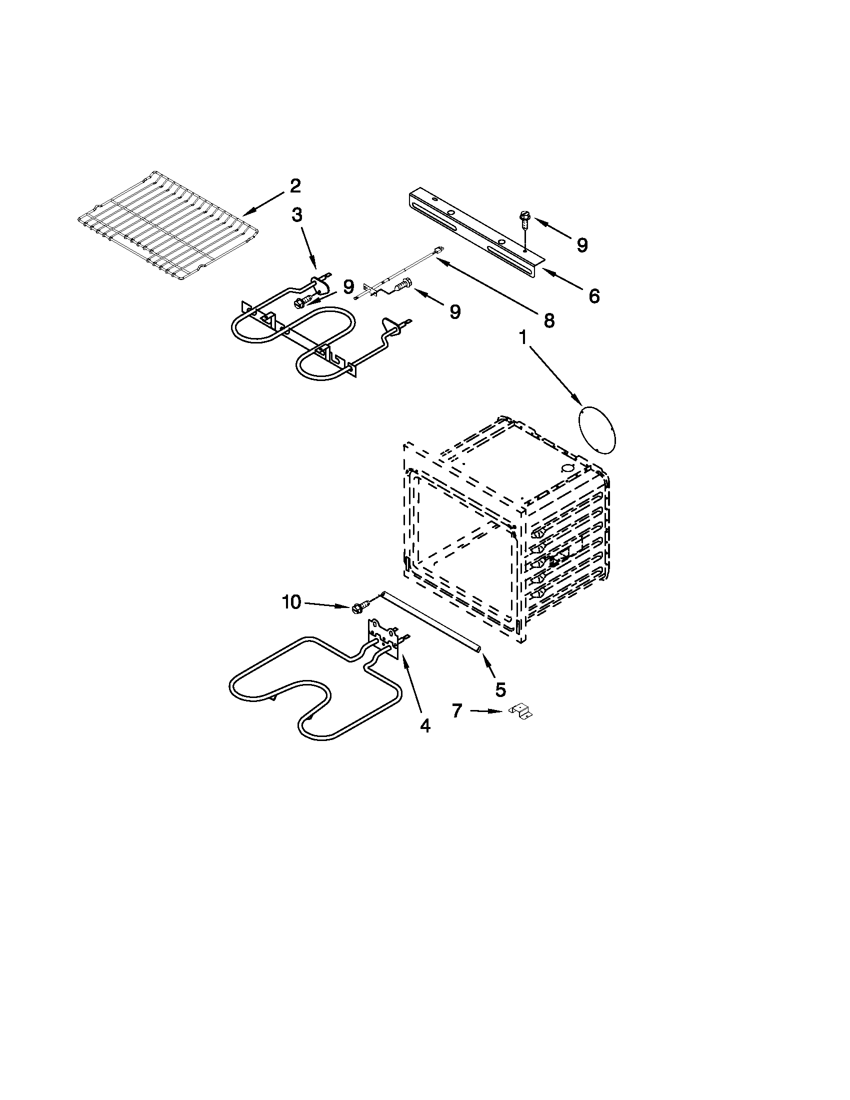 Jenn-Air JJW2530WS00 internal oven parts diagram